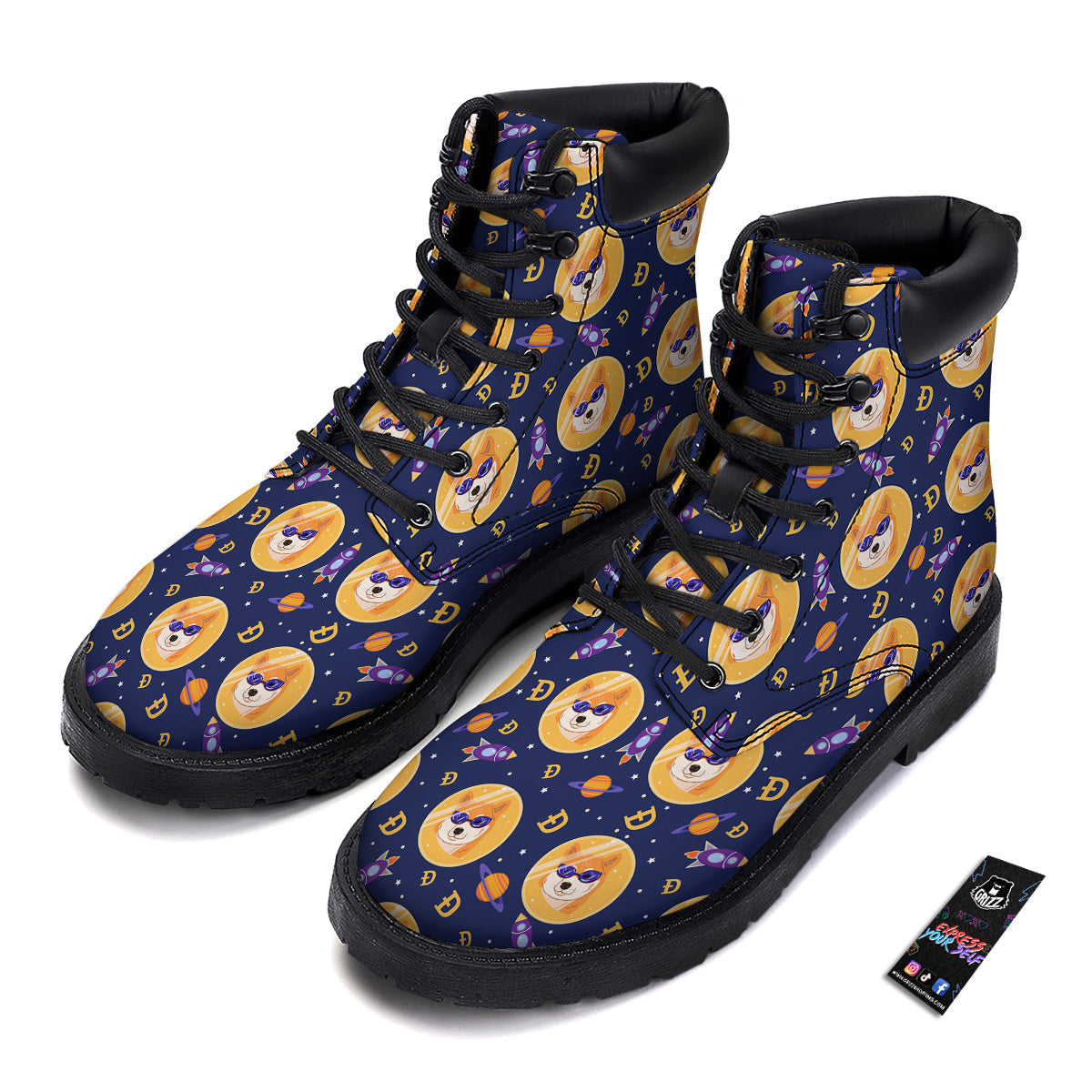 Cryptocurrency Shiba Print Pattern Boots-grizzshop