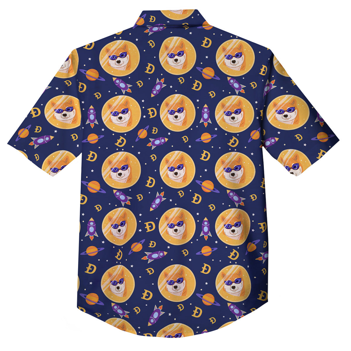 Cryptocurrency Shiba Print Pattern Button Up Shirt-grizzshop