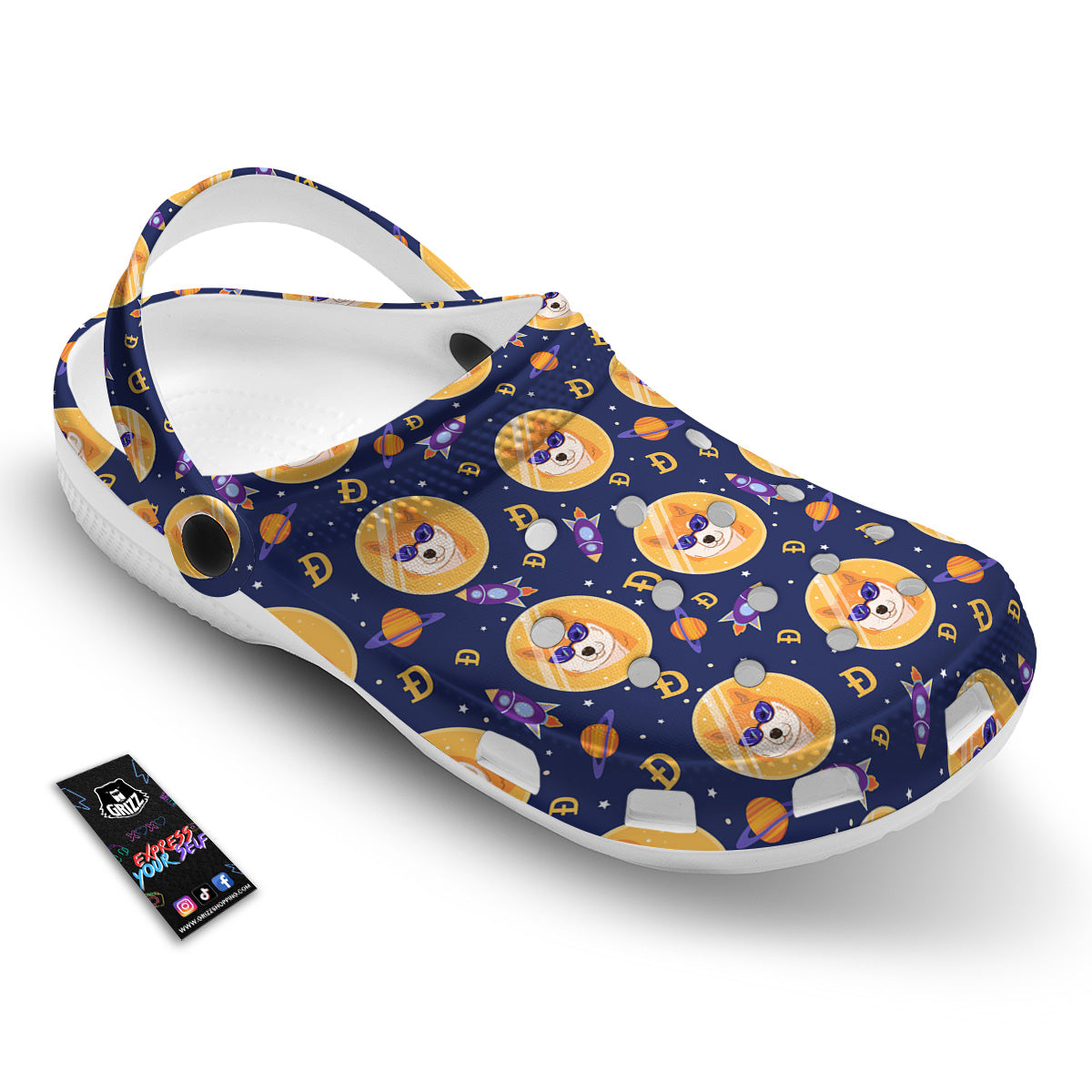 Cryptocurrency Shiba Print Pattern Clog-grizzshop