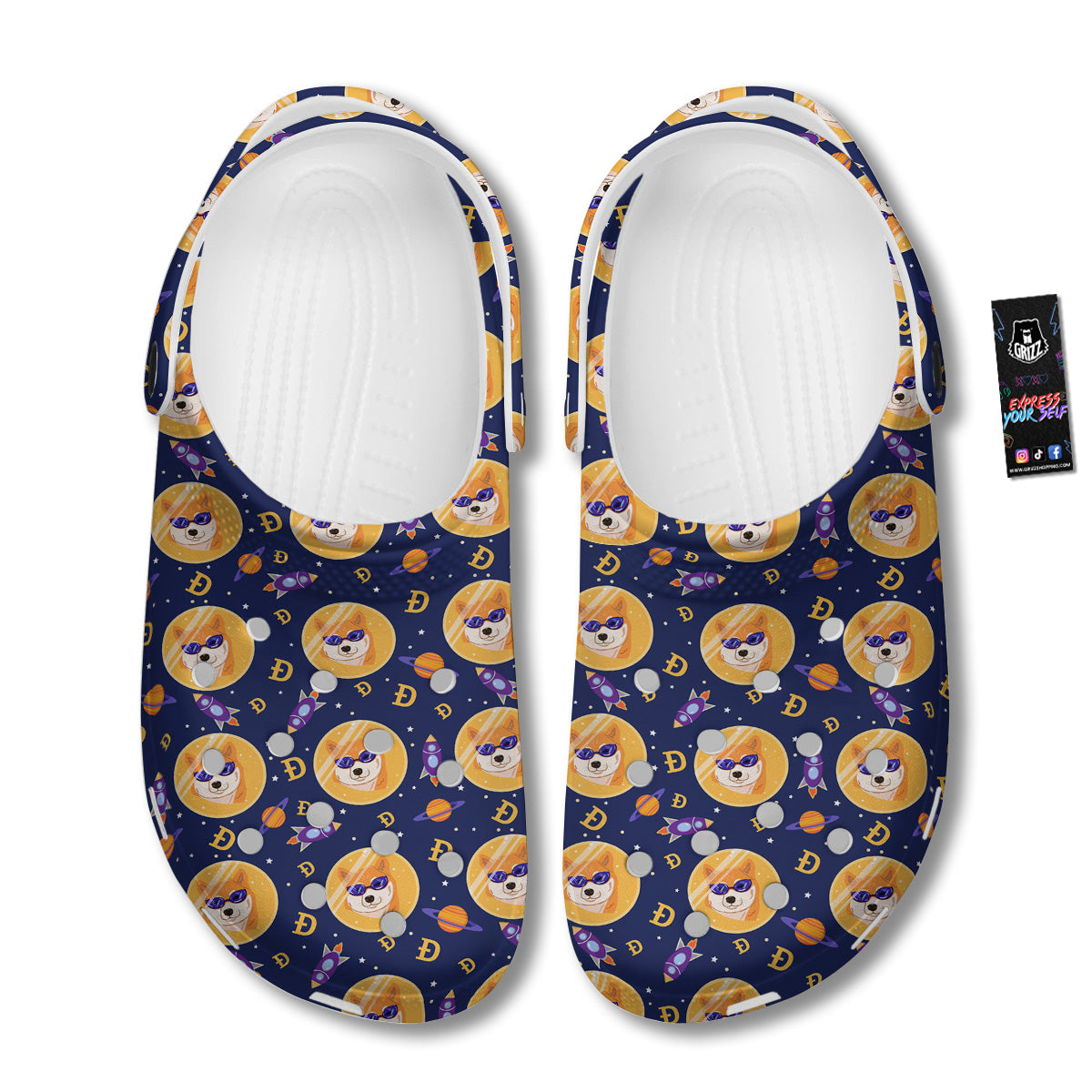 Cryptocurrency Shiba Print Pattern Clog-grizzshop