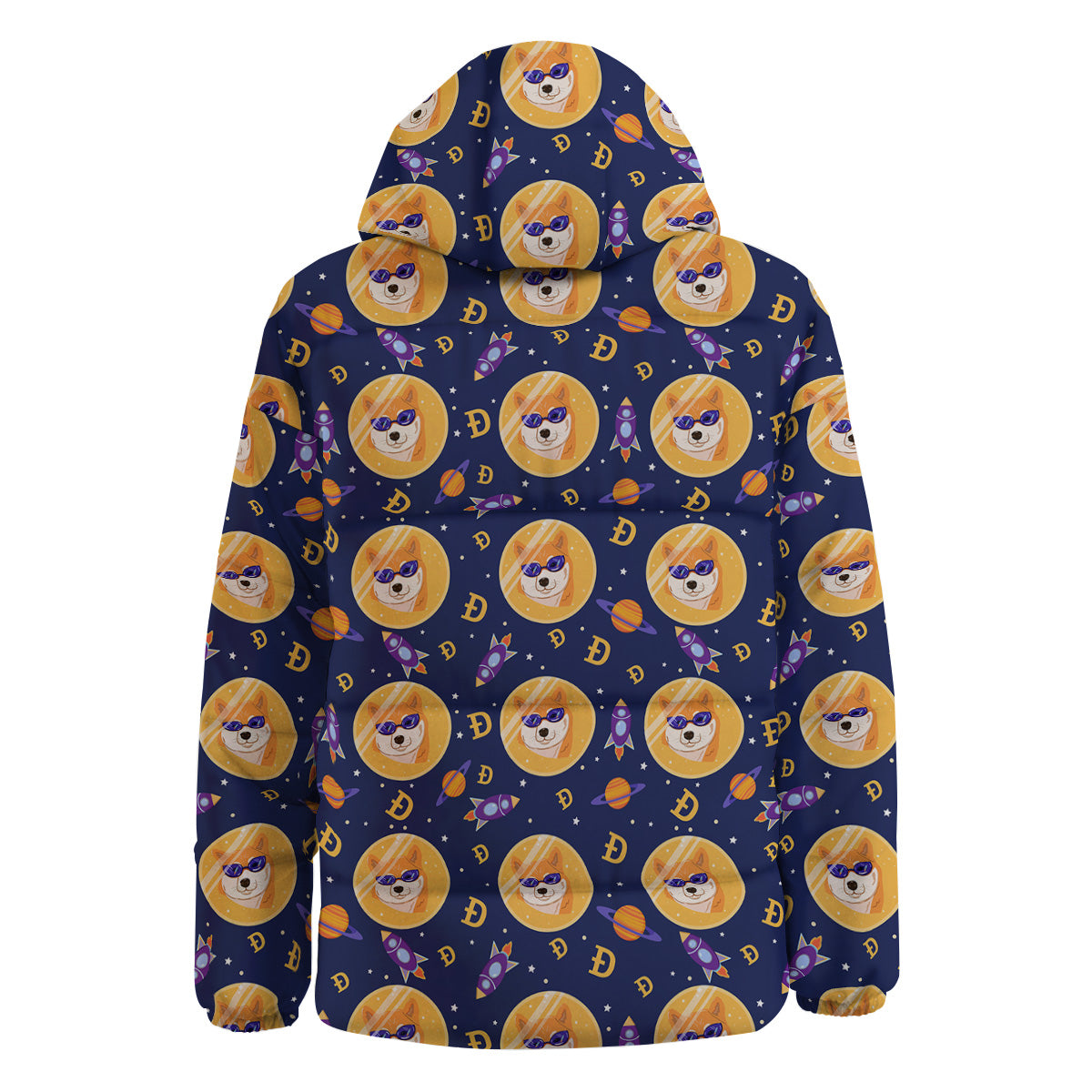 Cryptocurrency Shiba Print Pattern Down Jacket-grizzshop