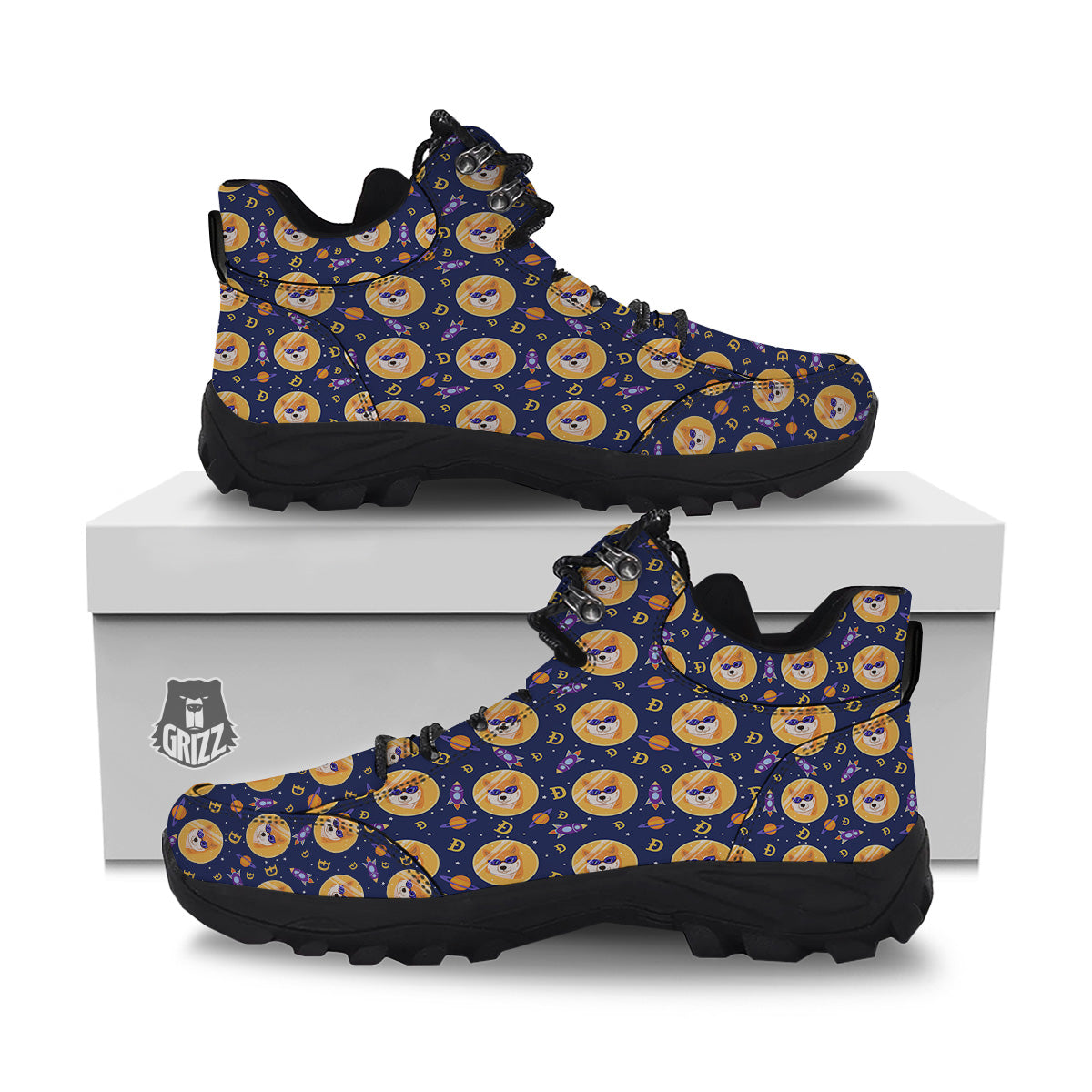 Cryptocurrency Shiba Print Pattern Hiking Shoes-grizzshop