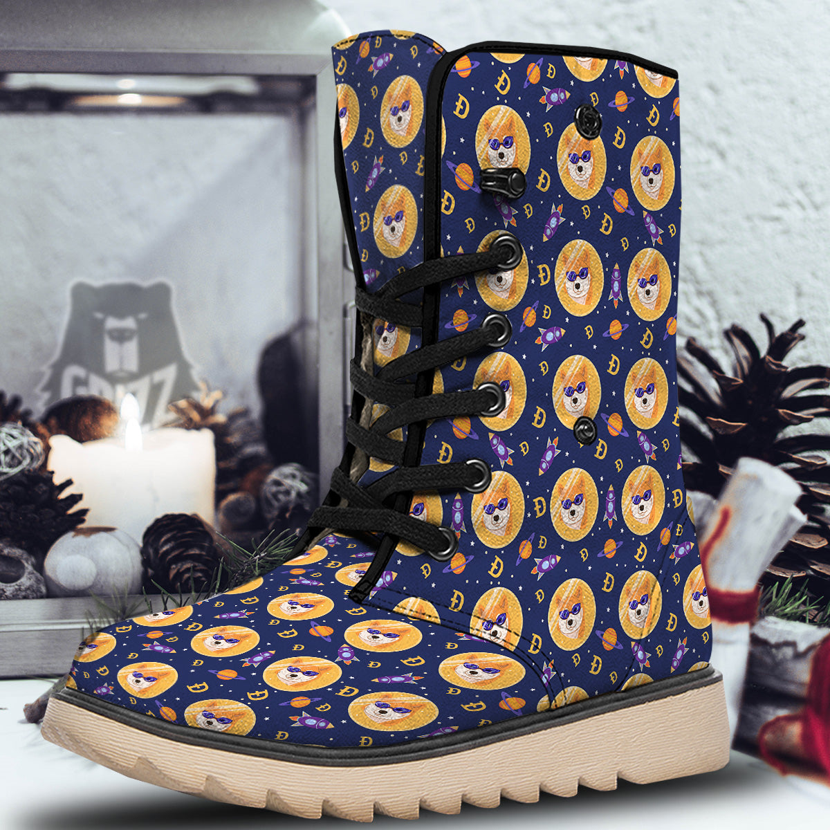 Cryptocurrency Shiba Print Pattern Snow Boots-grizzshop