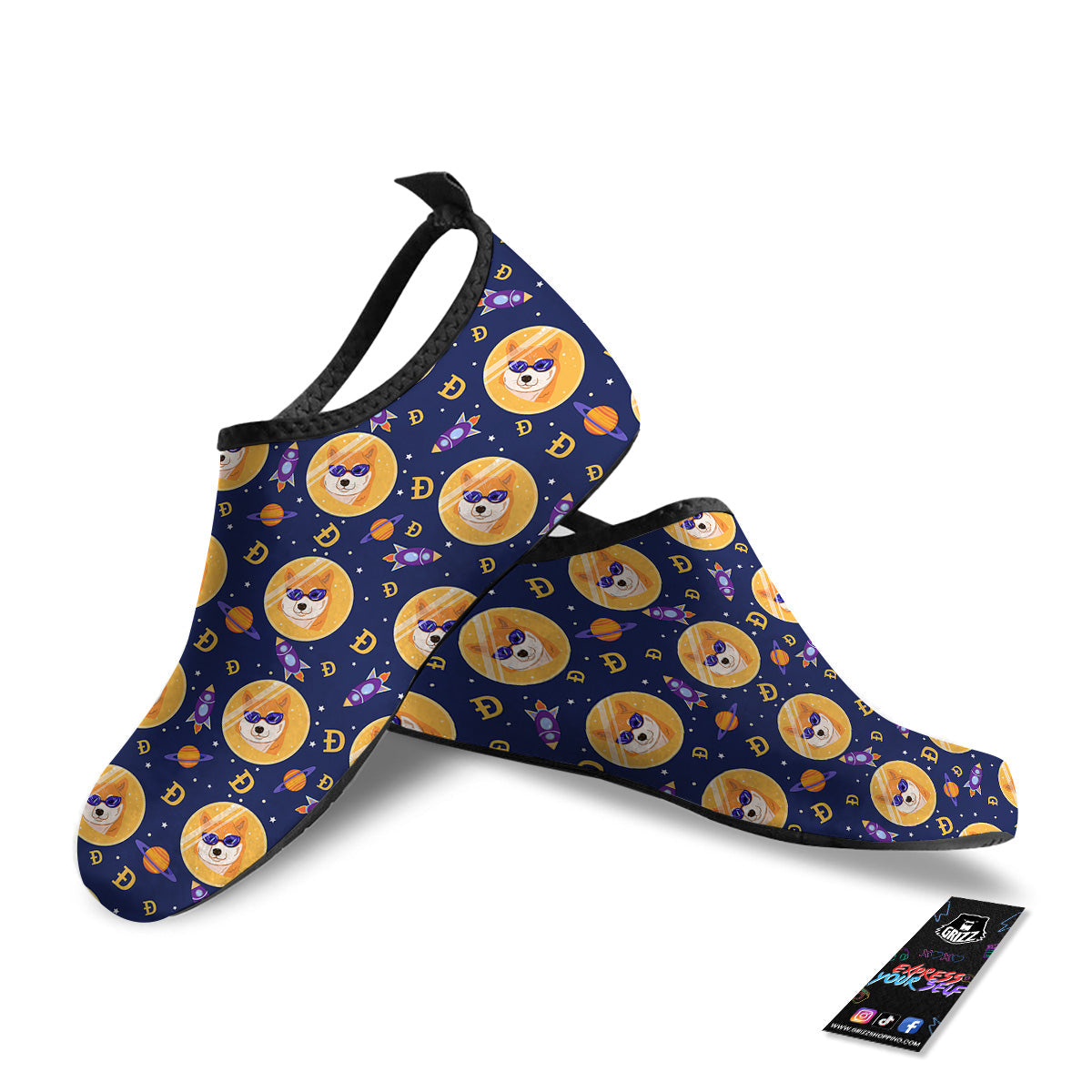 Cryptocurrency Shiba Print Pattern Water Shoes-grizzshop