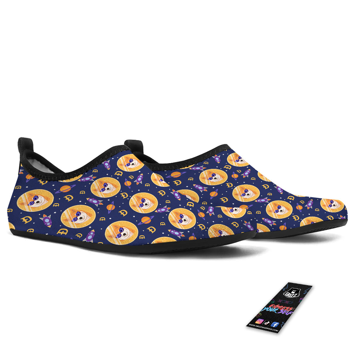 Cryptocurrency Shiba Print Pattern Water Shoes-grizzshop