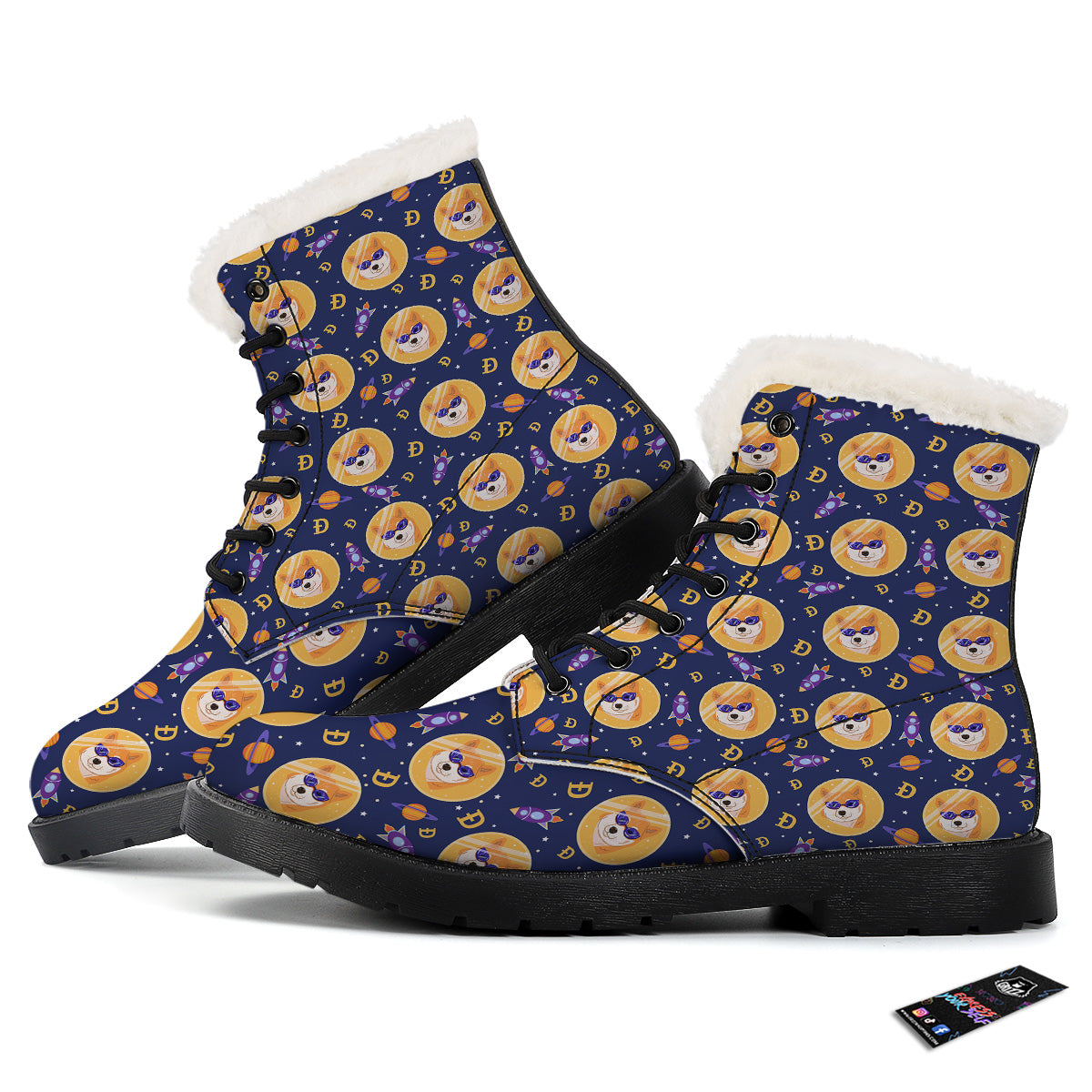 Cryptocurrency Shiba Print Pattern Winter Boots-grizzshop