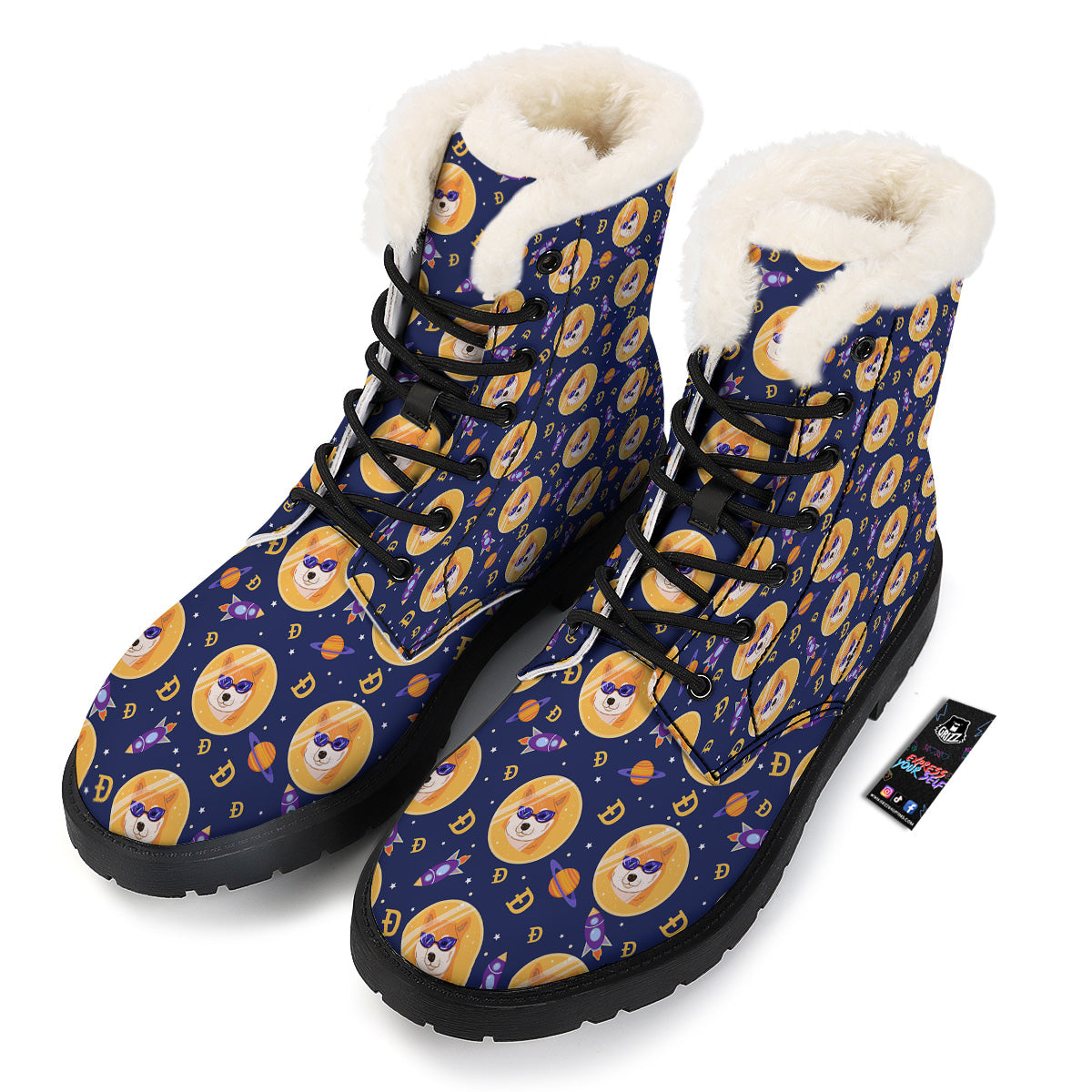 Cryptocurrency Shiba Print Pattern Winter Boots-grizzshop