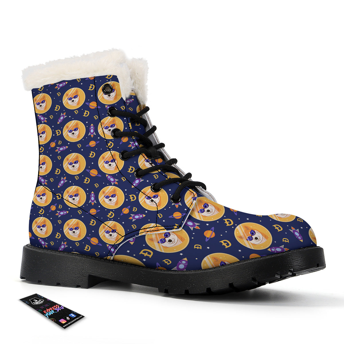 Cryptocurrency Shiba Print Pattern Winter Boots-grizzshop