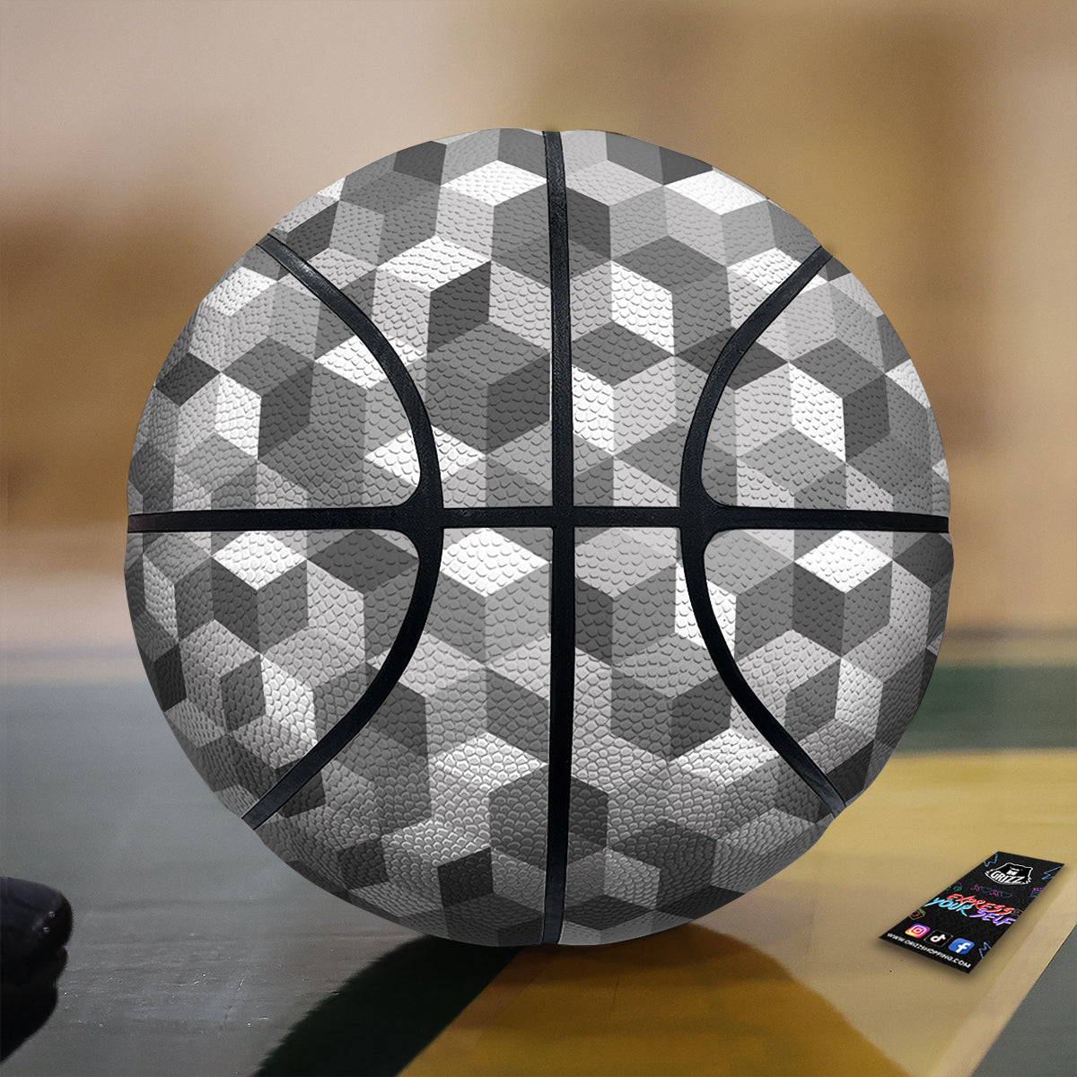 Cube Geometric Shape White Print Pattern Basketball-grizzshop