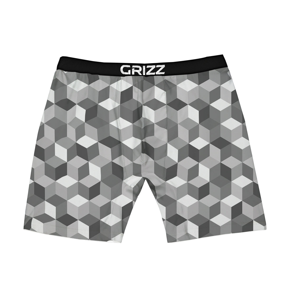 Cube Geometric Shape White Print Pattern Boxer Briefs-grizzshop