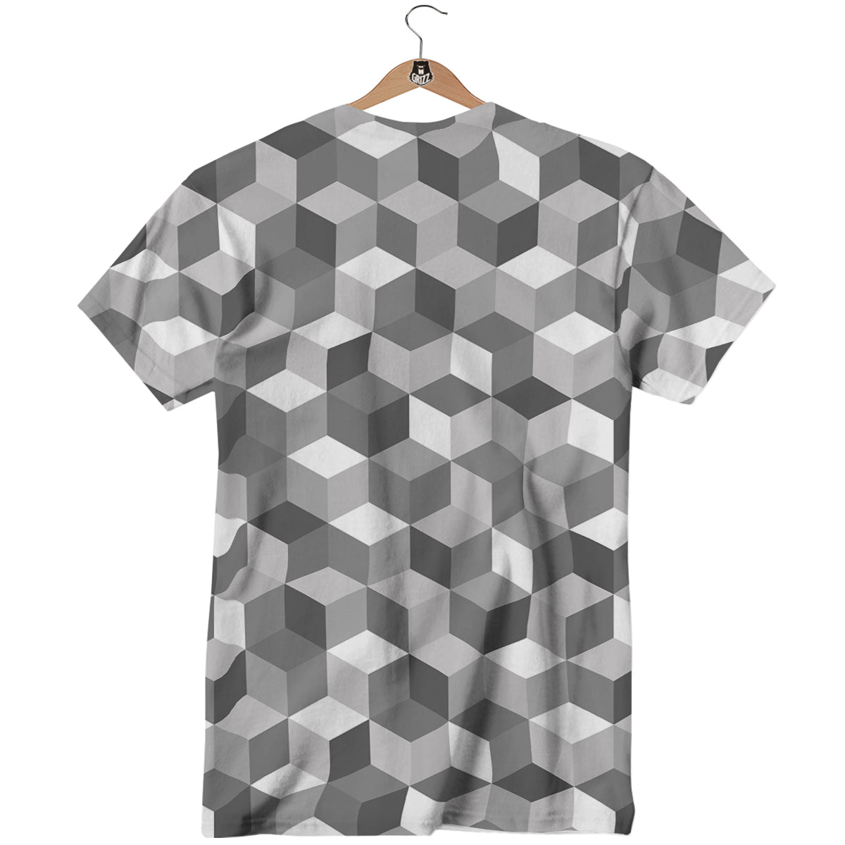Cube Geometric Shape White Print Pattern T-Shirt-grizzshop