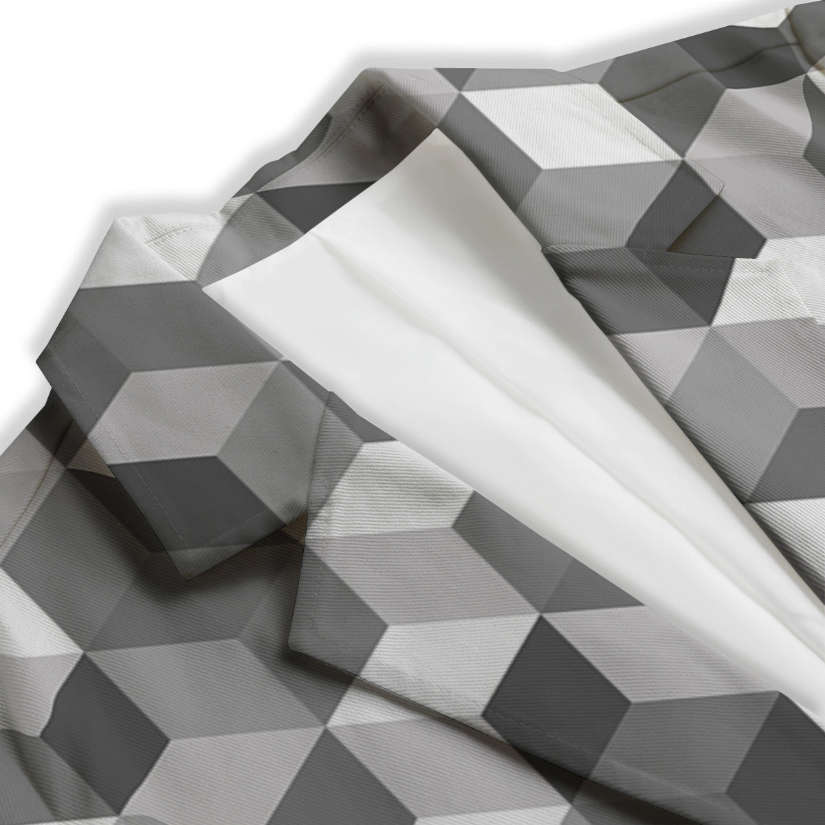 Cube Geometric Shape White Print Pattern Women's Blazer-grizzshop