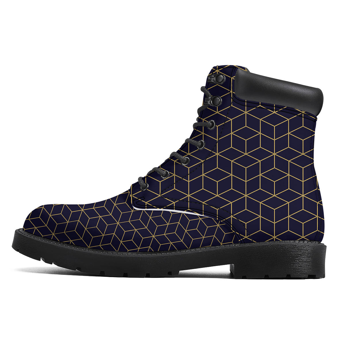 Cube Shape Black Geometric Print Pattern Boots-grizzshop