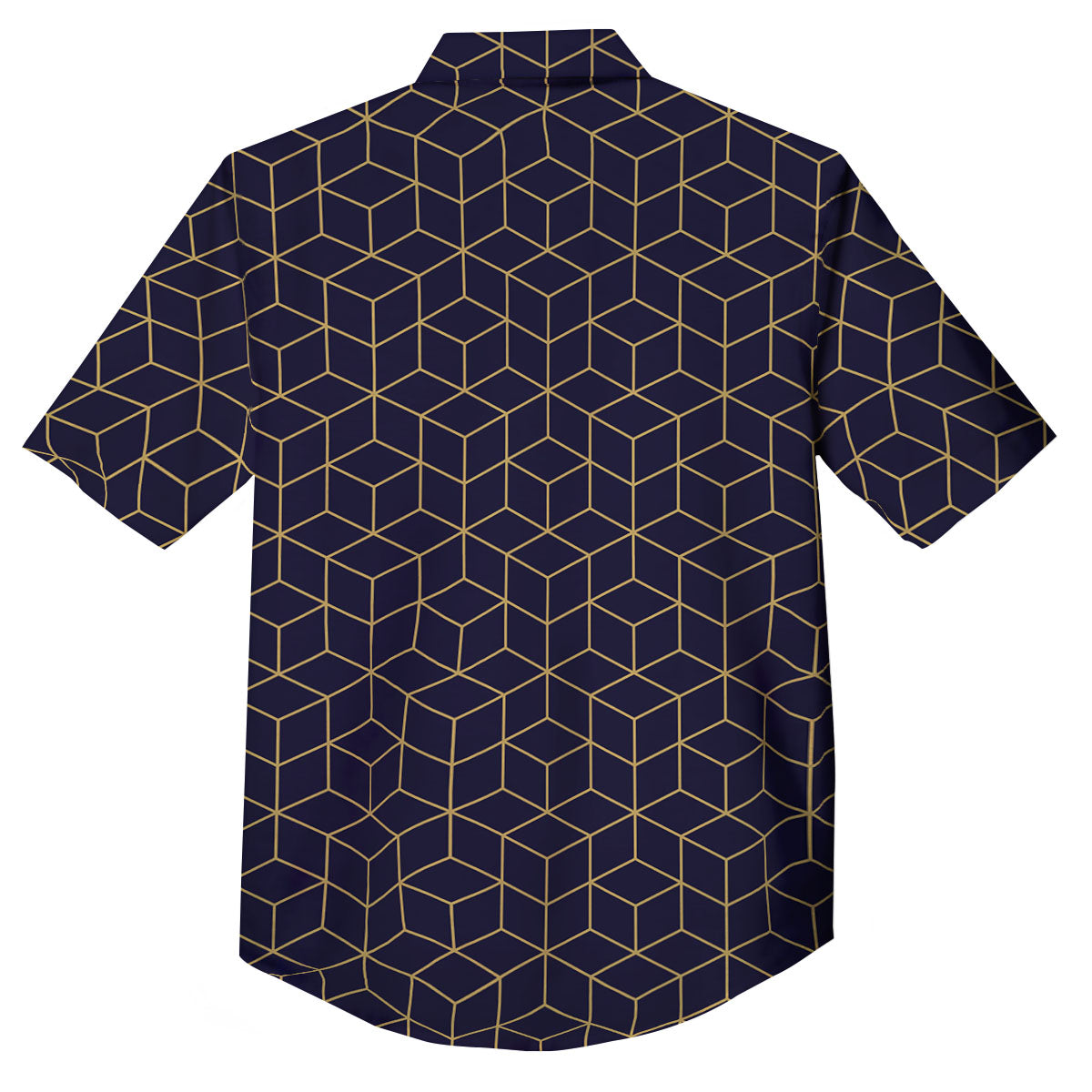 Cube Shape Black Geometric Print Pattern Button Up Shirt-grizzshop