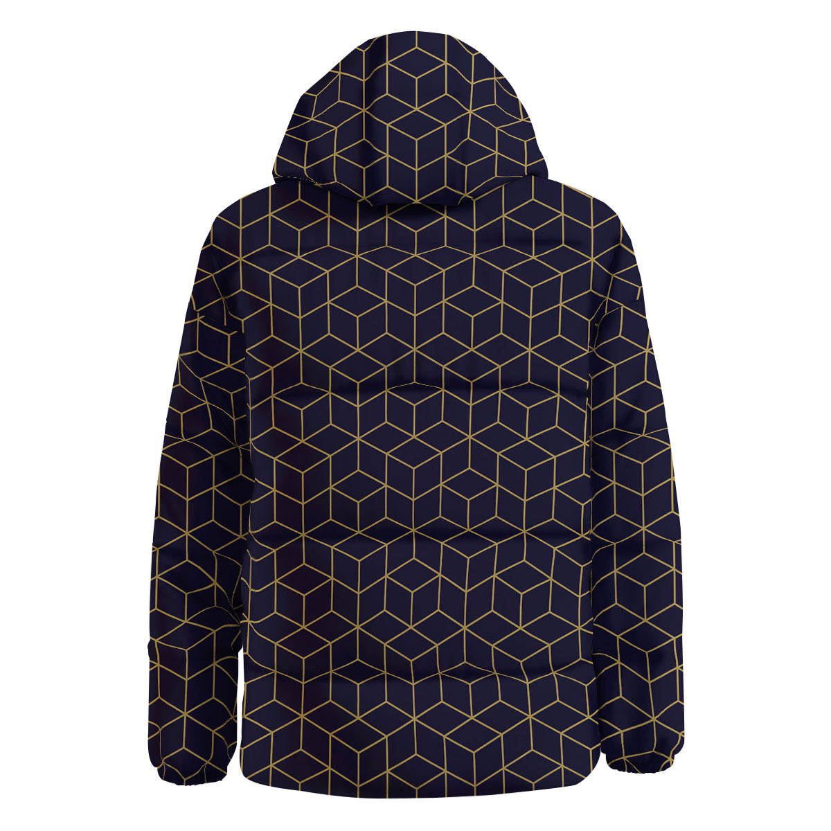 Cube Shape Black Geometric Print Pattern Down Jacket-grizzshop