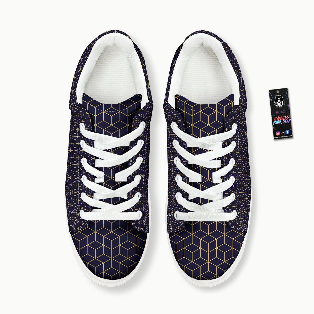 Cube Shape Black Geometric Print Pattern Platform Shoes-grizzshop
