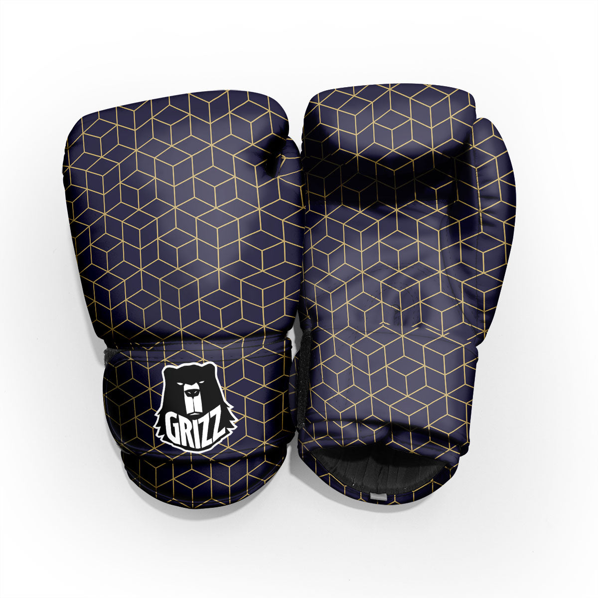 Cube Shape Black Geometric Print Pattern Sparring Gloves-grizzshop