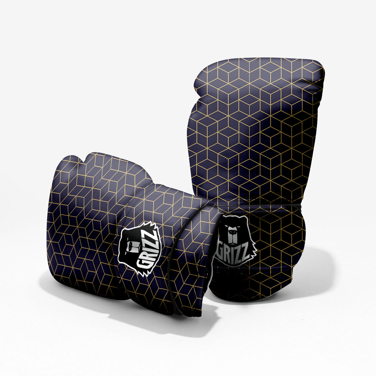Cube Shape Black Geometric Print Pattern Sparring Gloves-grizzshop