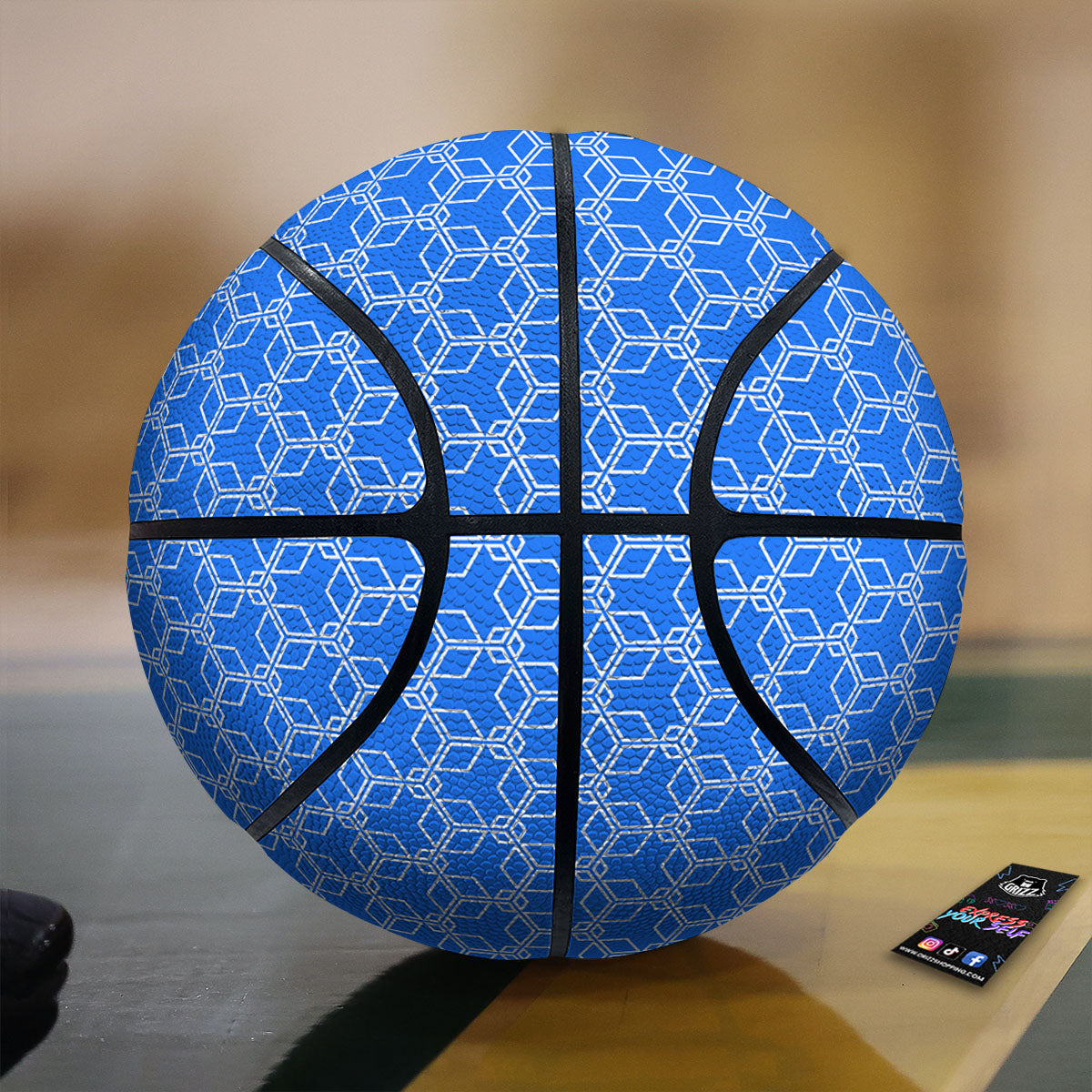Cube Shape Blue Geometric Print Pattern Basketball-grizzshop