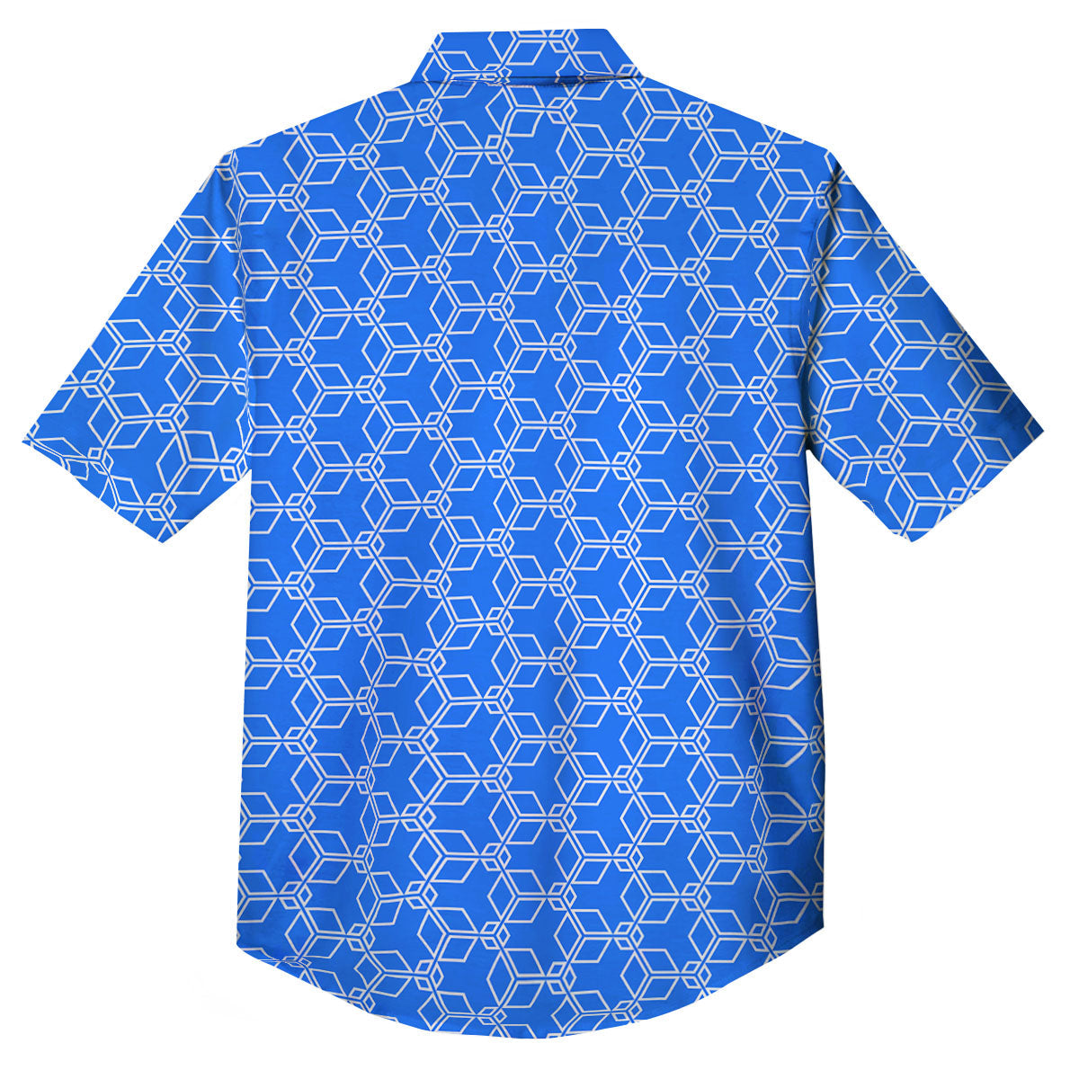 Cube Shape Blue Geometric Print Pattern Button Up Shirt-grizzshop