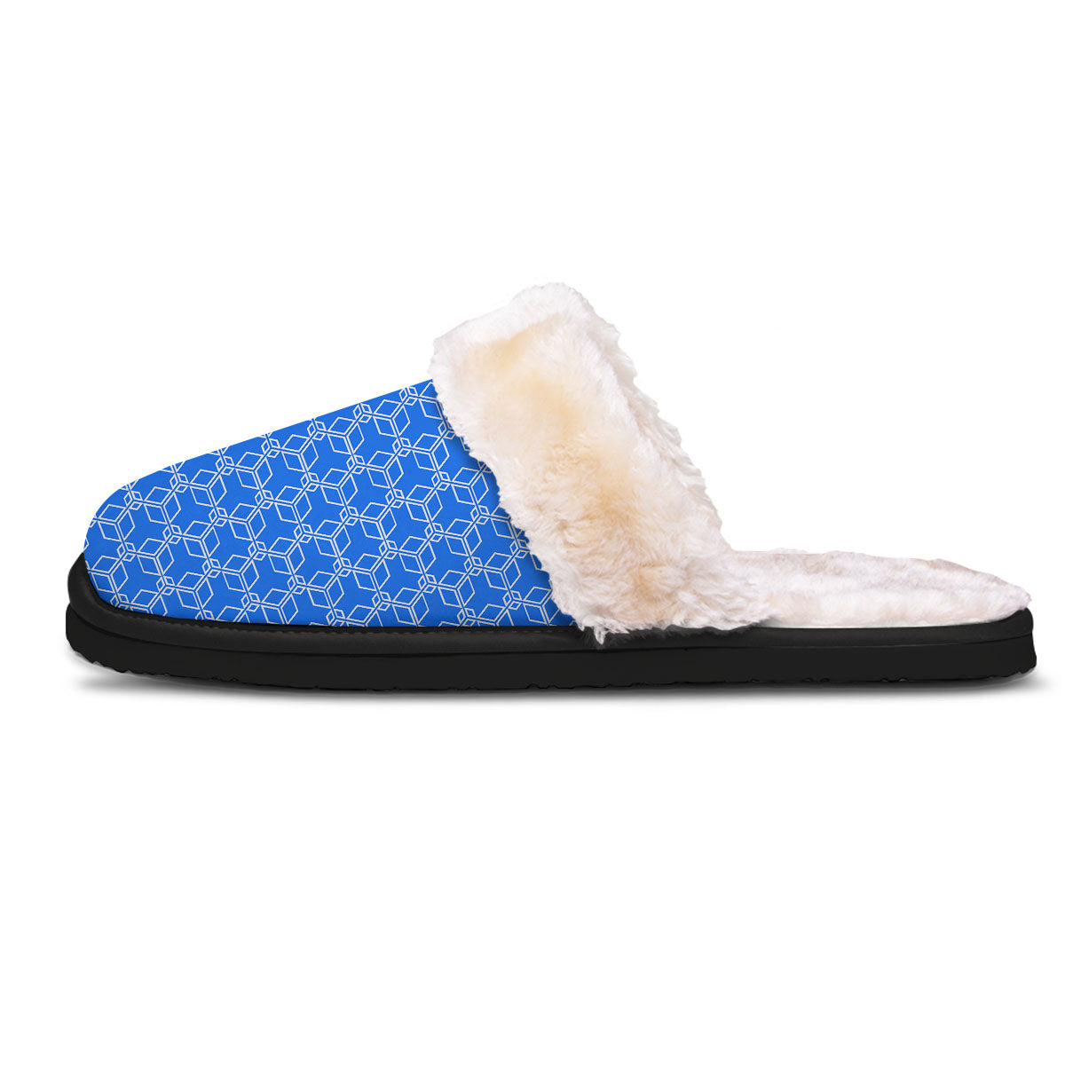 Cube Shape Blue Geometric Print Pattern Slippers-grizzshop