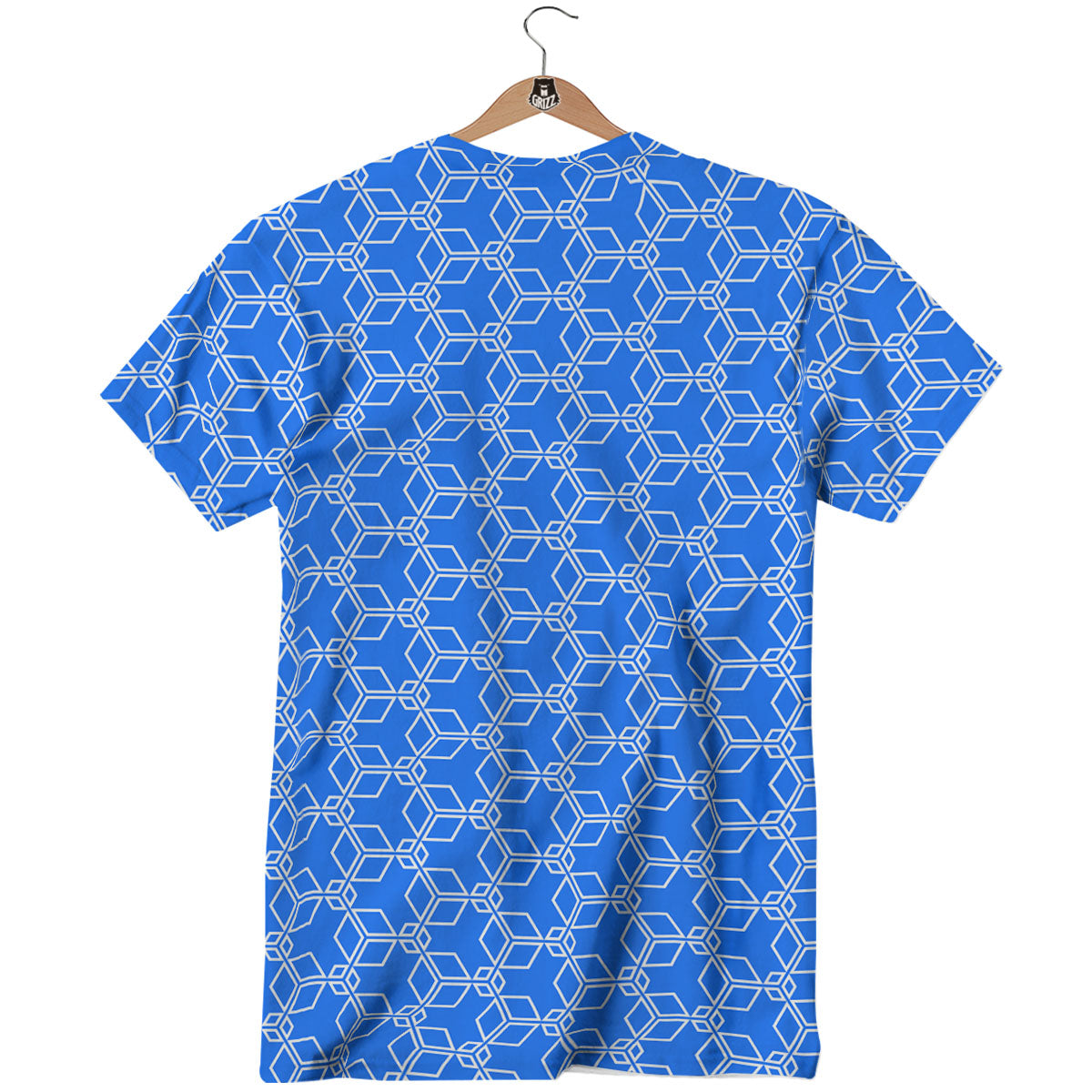 Cube Shape Blue Geometric Print Pattern T-Shirt-grizzshop