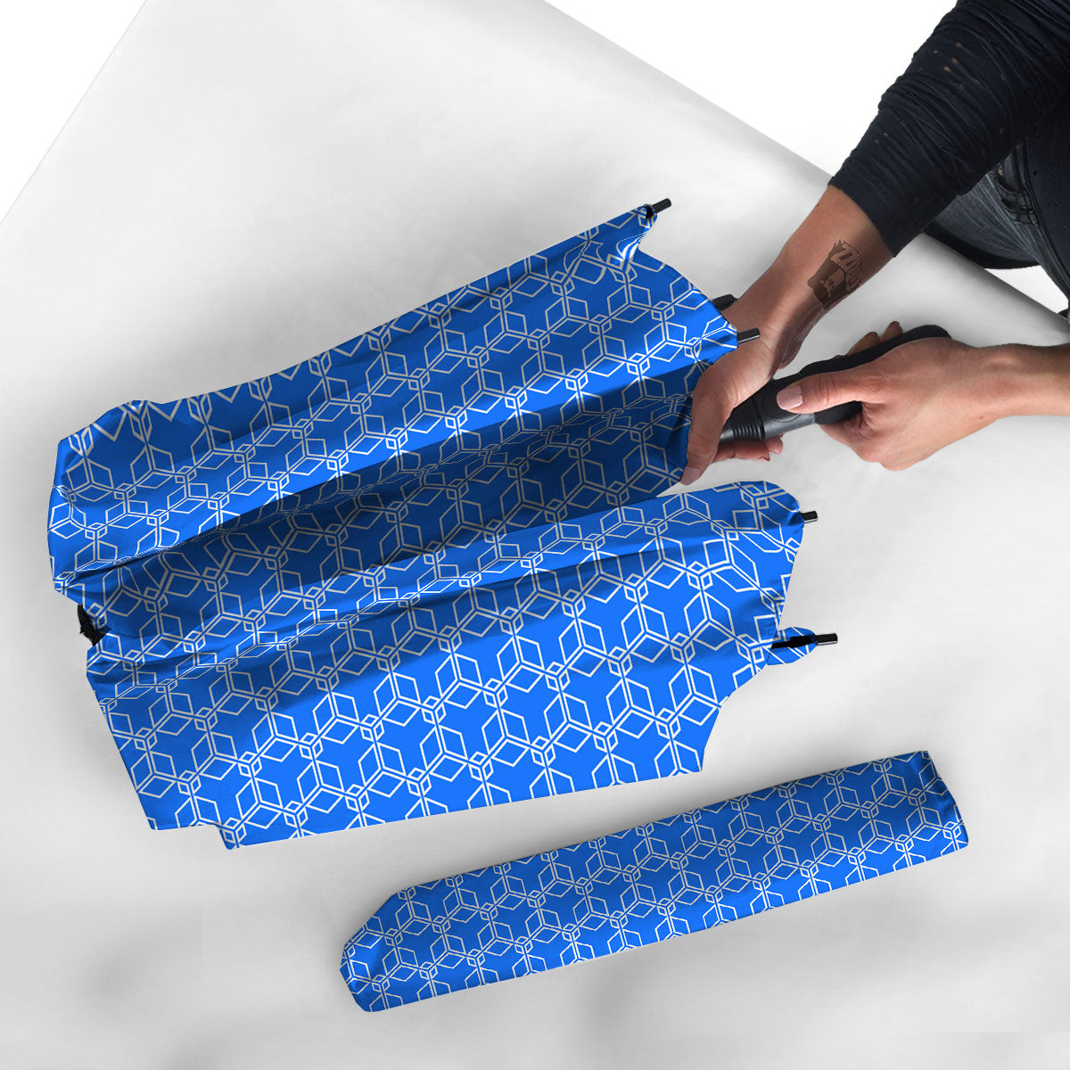 Cube Shape Blue Geometric Print Pattern Umbrella-grizzshop