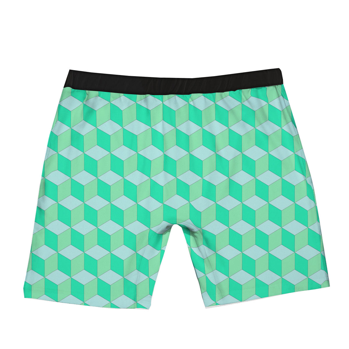 Cube Shape Green Geometric Print Pattern Boxer Briefs-grizzshop