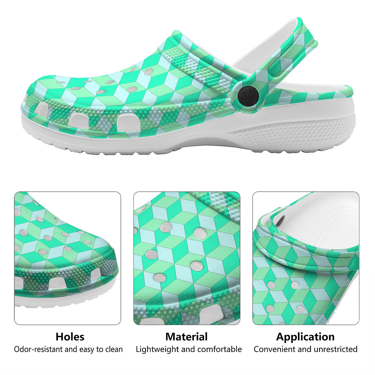 Cube Shape Green Geometric Print Pattern Clog-grizzshop