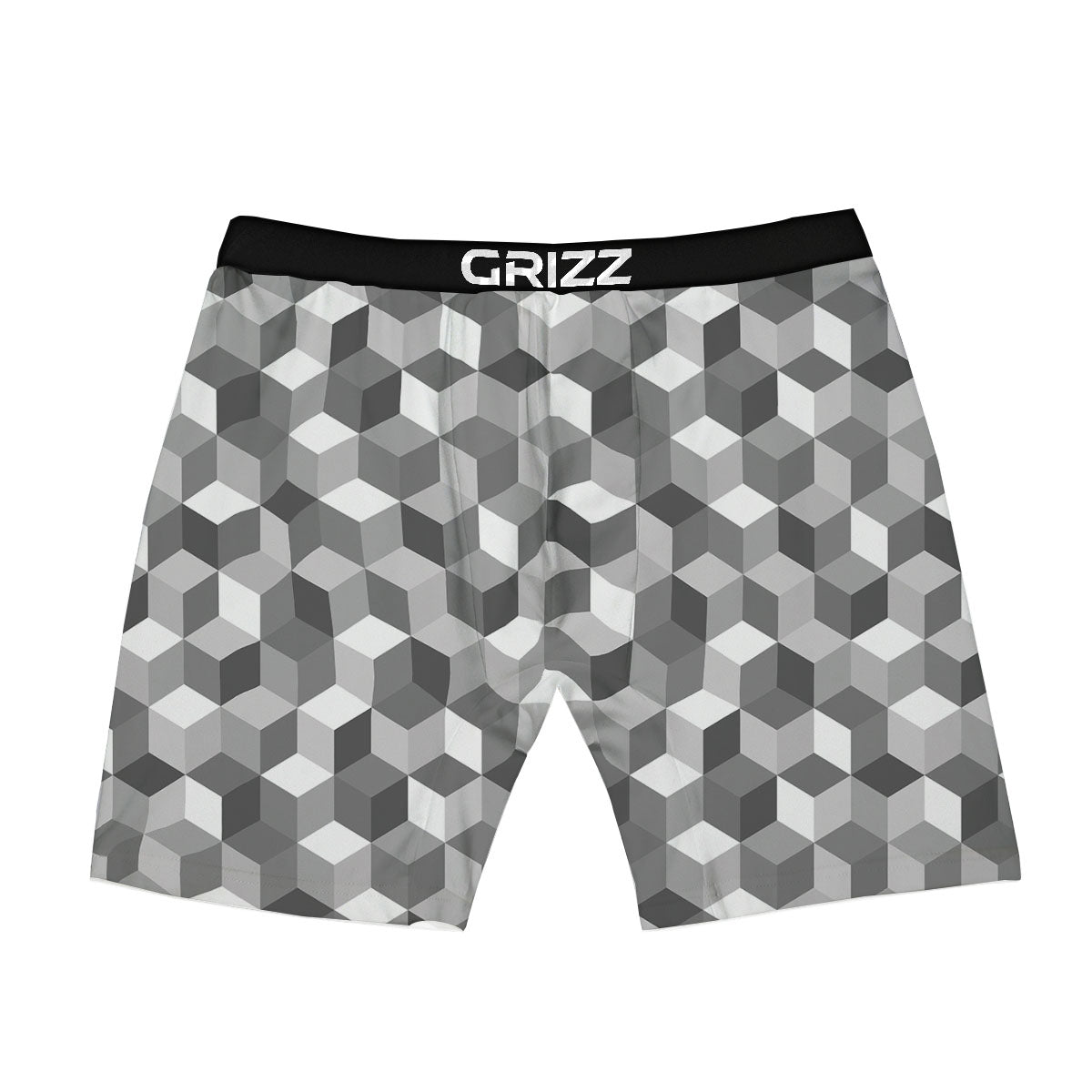 Cube Shape Grey Geometric Print Pattern Boxer Briefs-grizzshop
