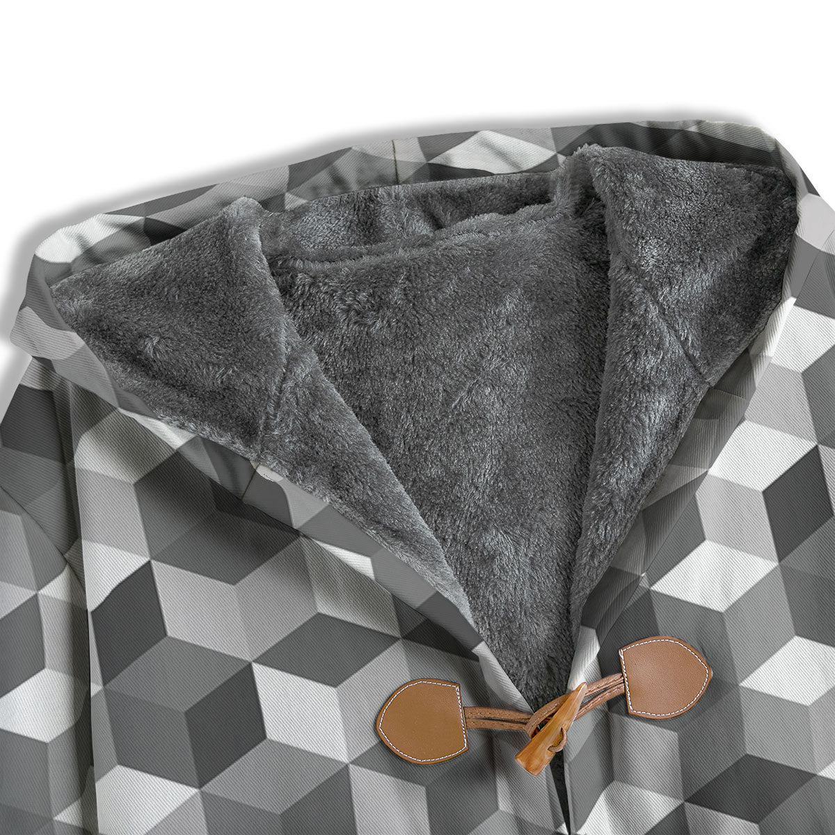 Cube Shape Grey Geometric Print Pattern Men's Windbreaker Jacket-grizzshop