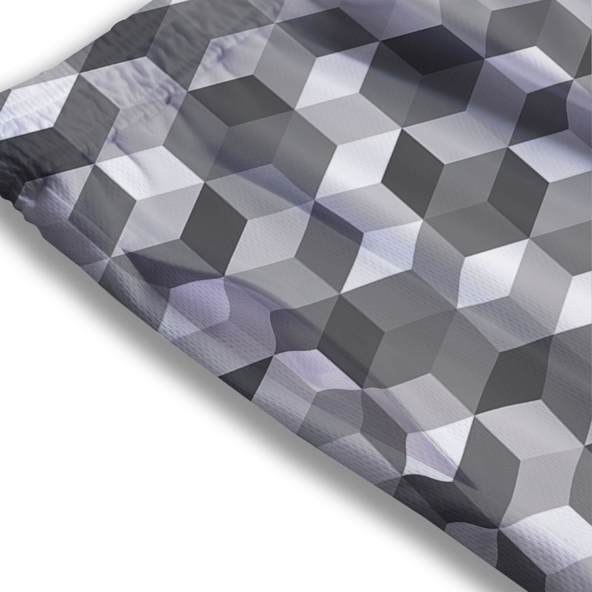 Cube Shape Grey Geometric Print Pattern Mesh Shorts-grizzshop