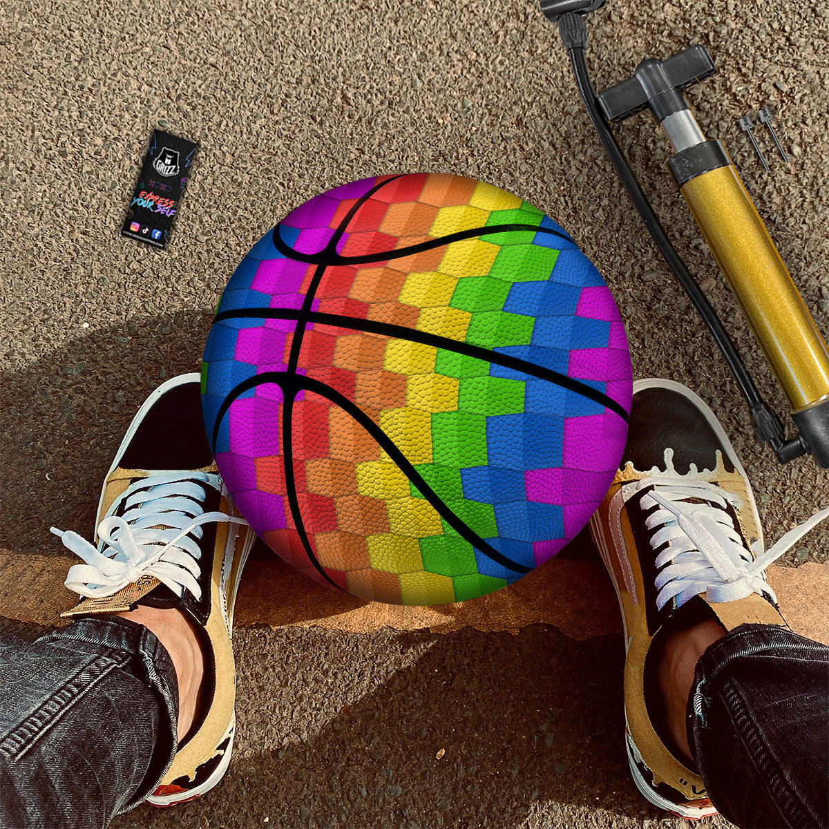Cubes Rainbow Print Pattern Basketball-grizzshop
