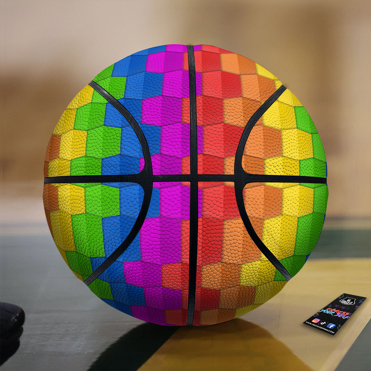 Cubes Rainbow Print Pattern Basketball-grizzshop