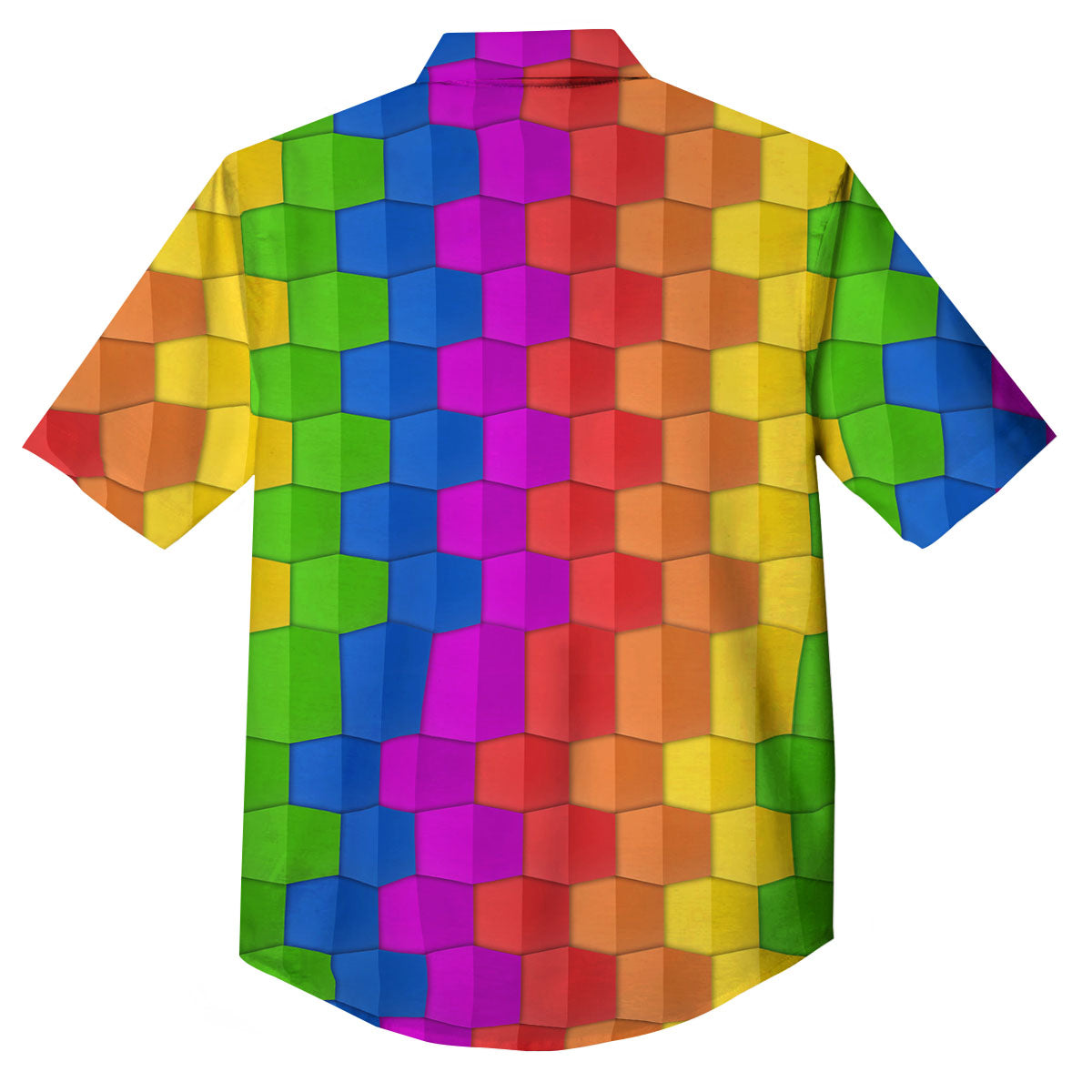 Cubes Rainbow Print Pattern Button Up Shirt-grizzshop