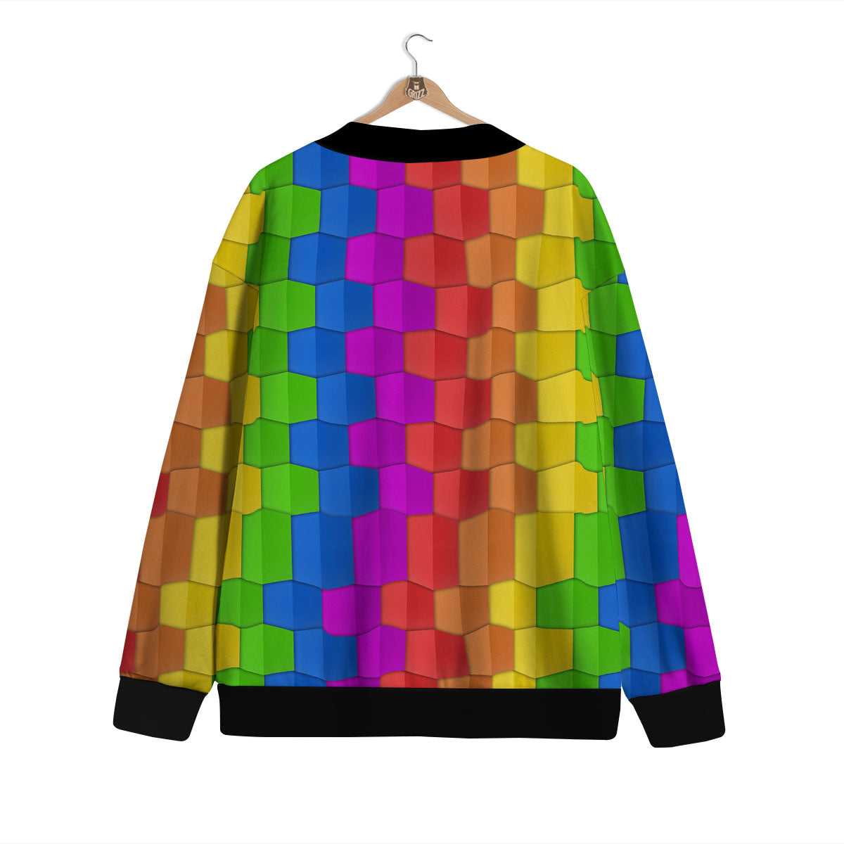 Cubes Rainbow Print Pattern Cardigan-grizzshop