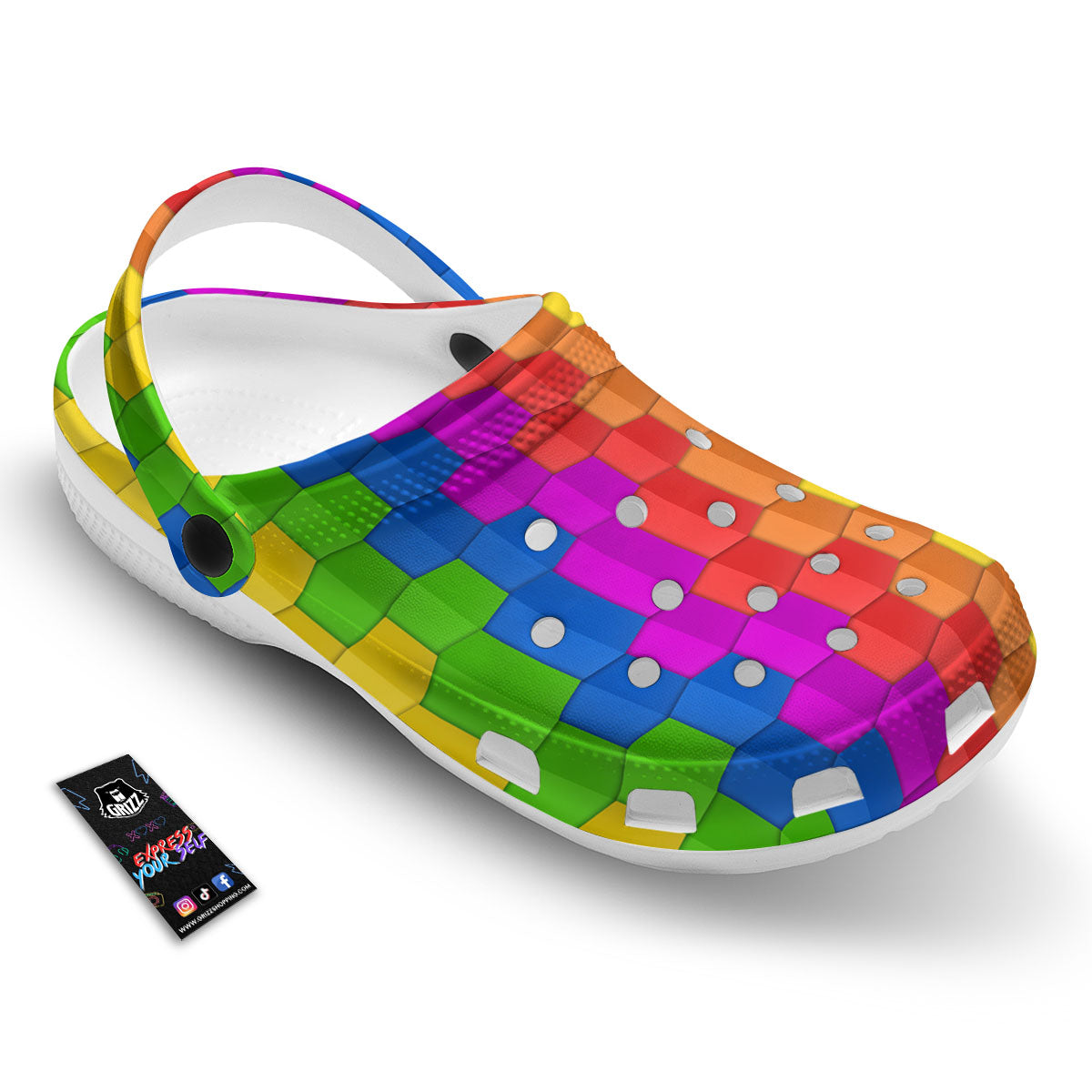 Cubes Rainbow Print Pattern Clog-grizzshop