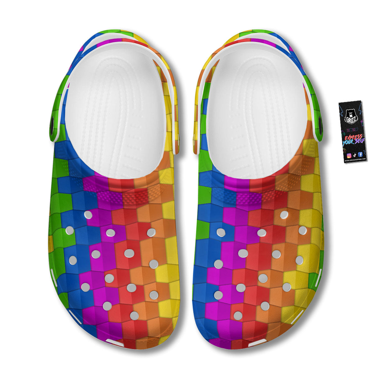 Cubes Rainbow Print Pattern Clog-grizzshop