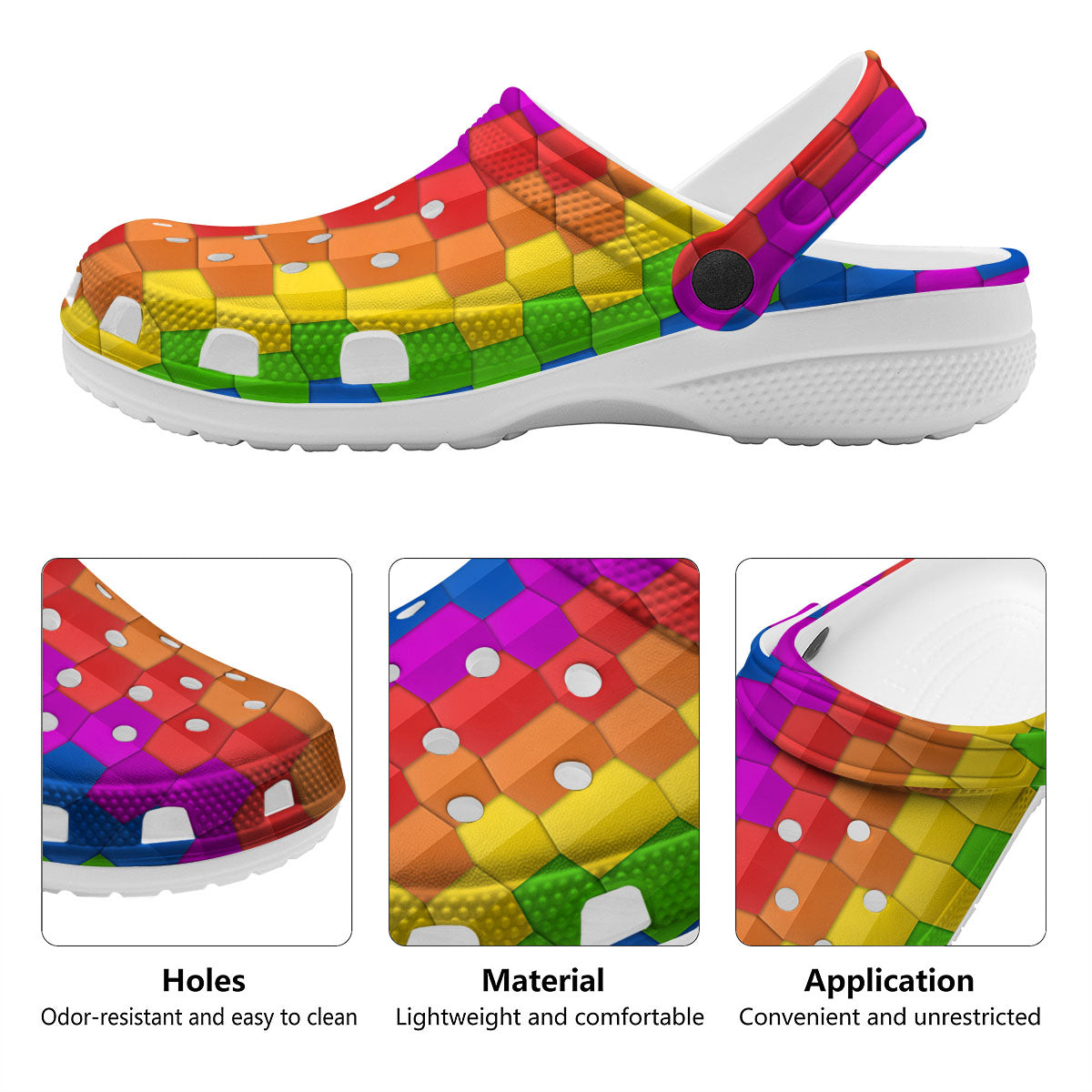 Cubes Rainbow Print Pattern Clog-grizzshop