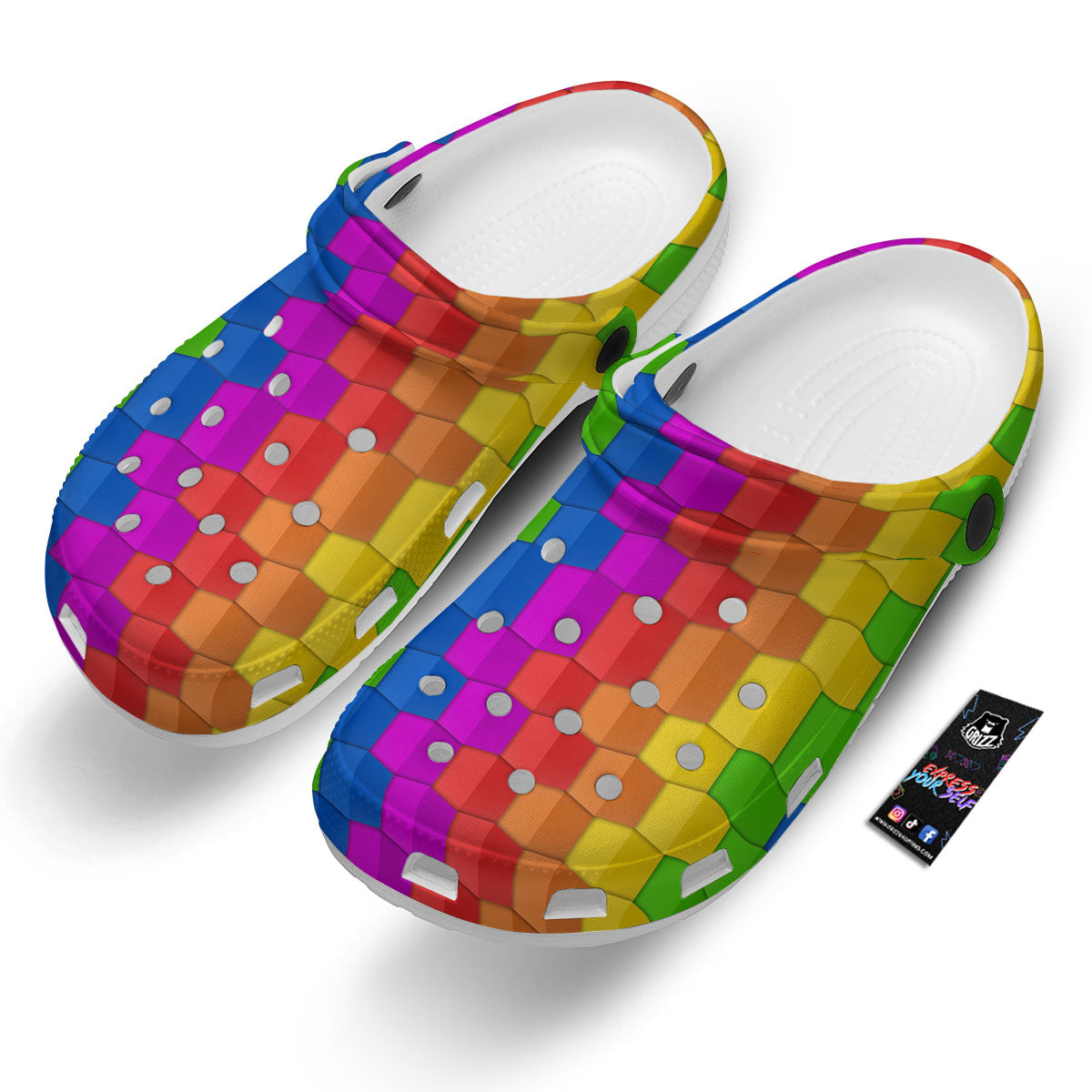 Cubes Rainbow Print Pattern Clog-grizzshop