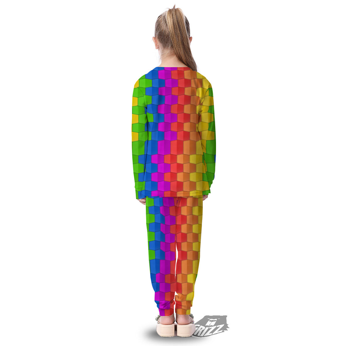 Cubes Rainbow Print Pattern Kid's Pajamas-grizzshop