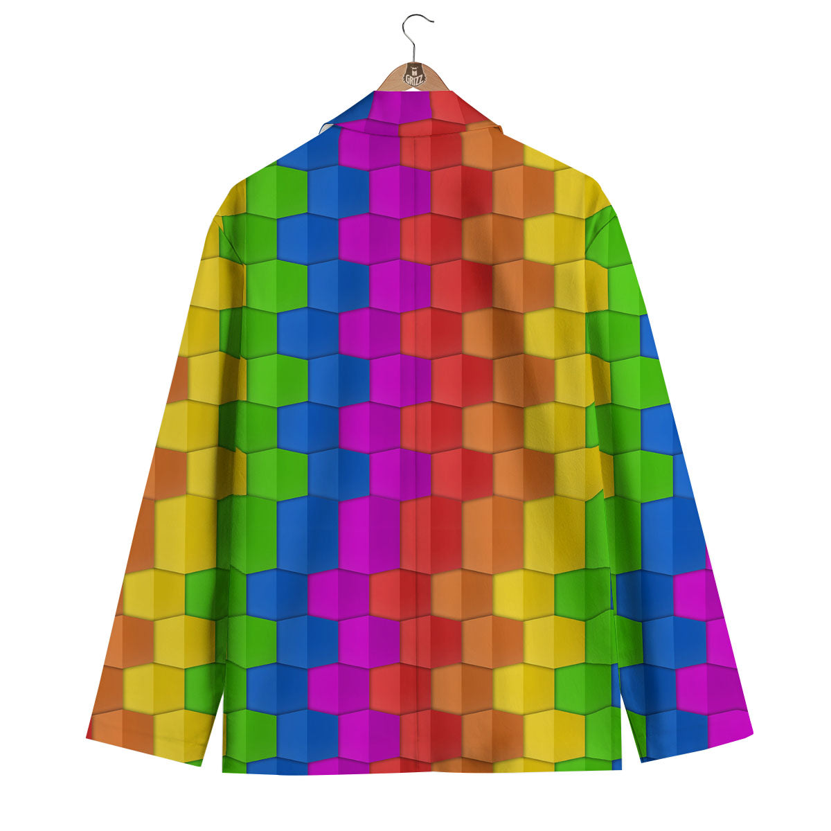 Cubes Rainbow Print Pattern Men's Blazer-grizzshop