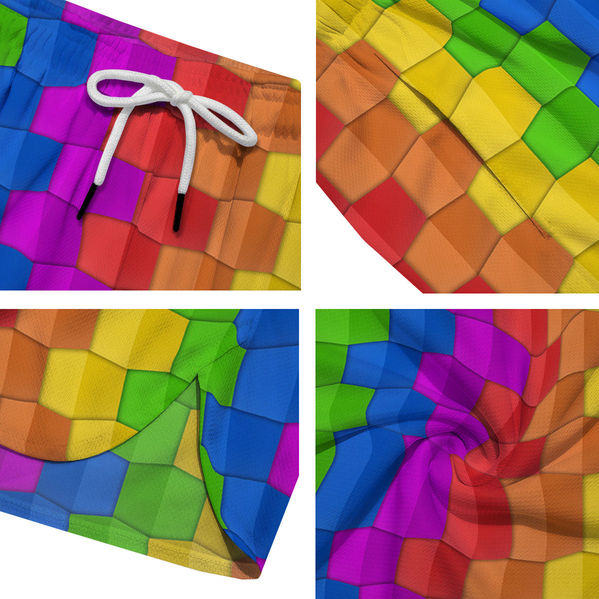 Cubes Rainbow Print Pattern Men's Running Shorts-grizzshop