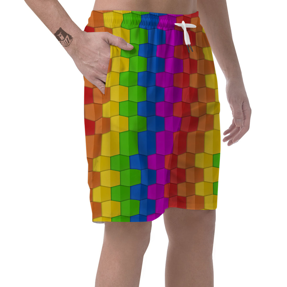 Cubes Rainbow Print Pattern Men's Shorts-grizzshop