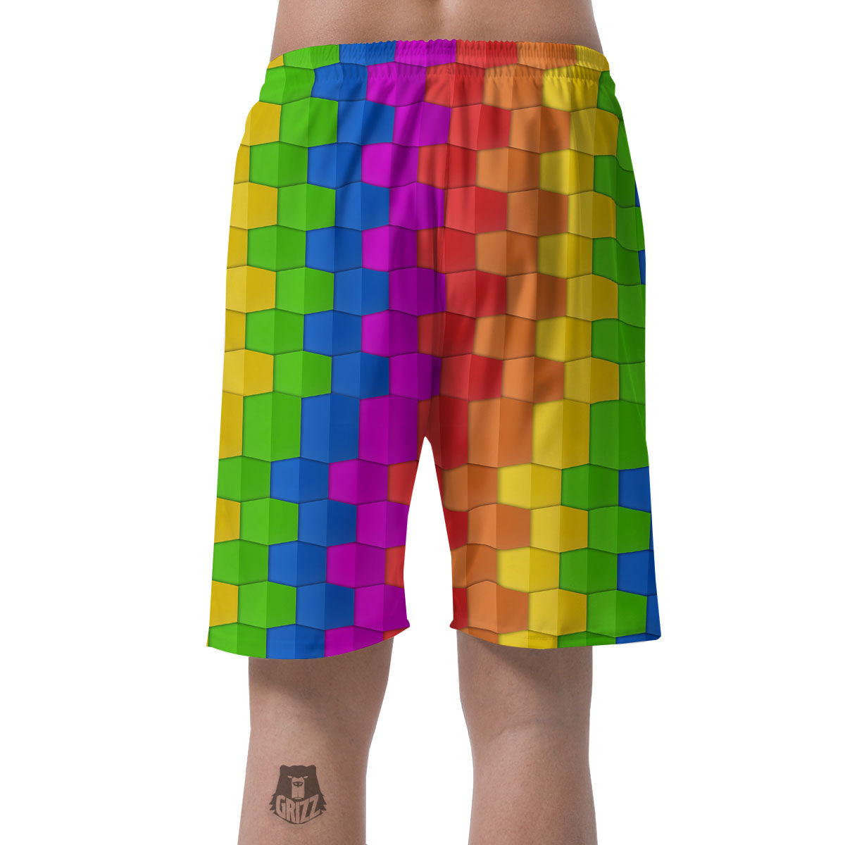 Cubes Rainbow Print Pattern Men's Shorts-grizzshop