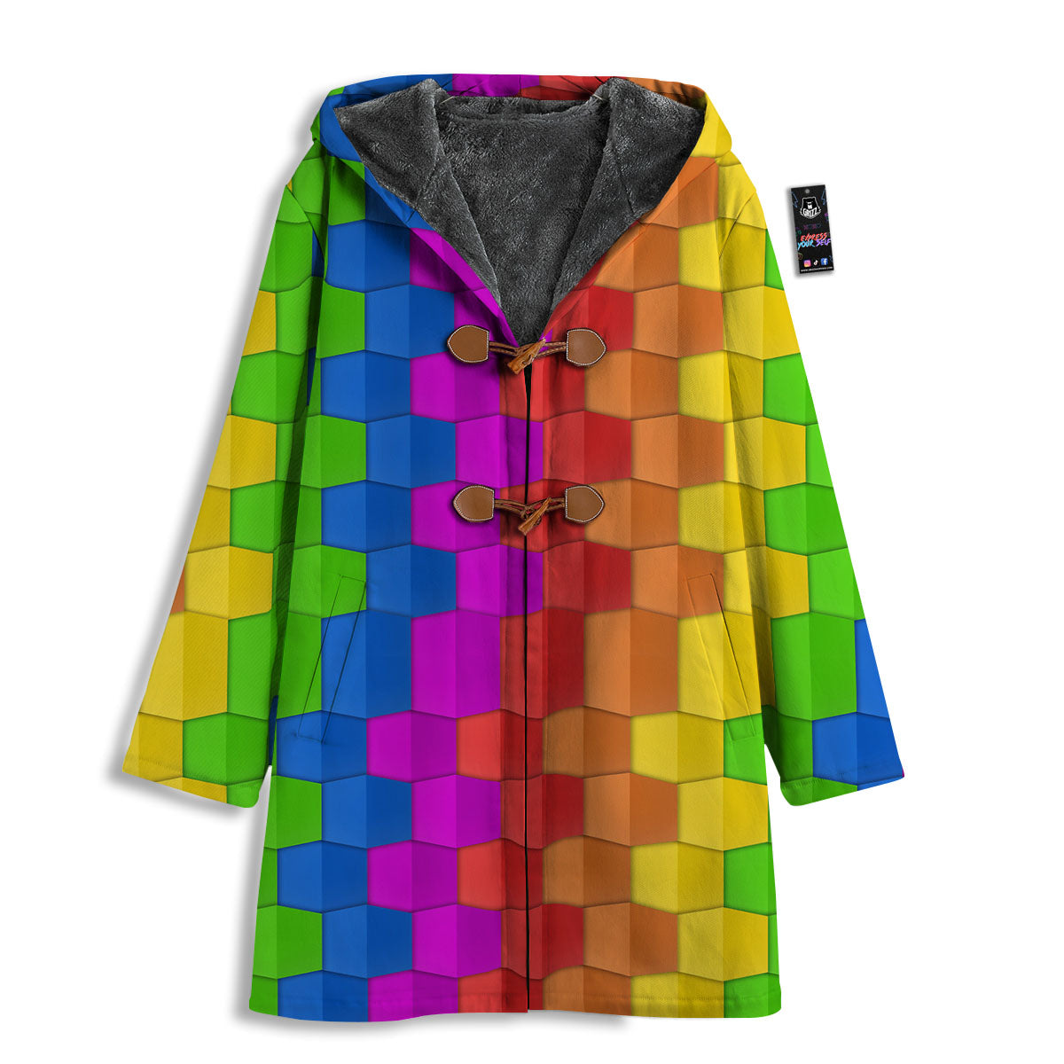 Cubes Rainbow Print Pattern Men's Windbreaker Jacket-grizzshop