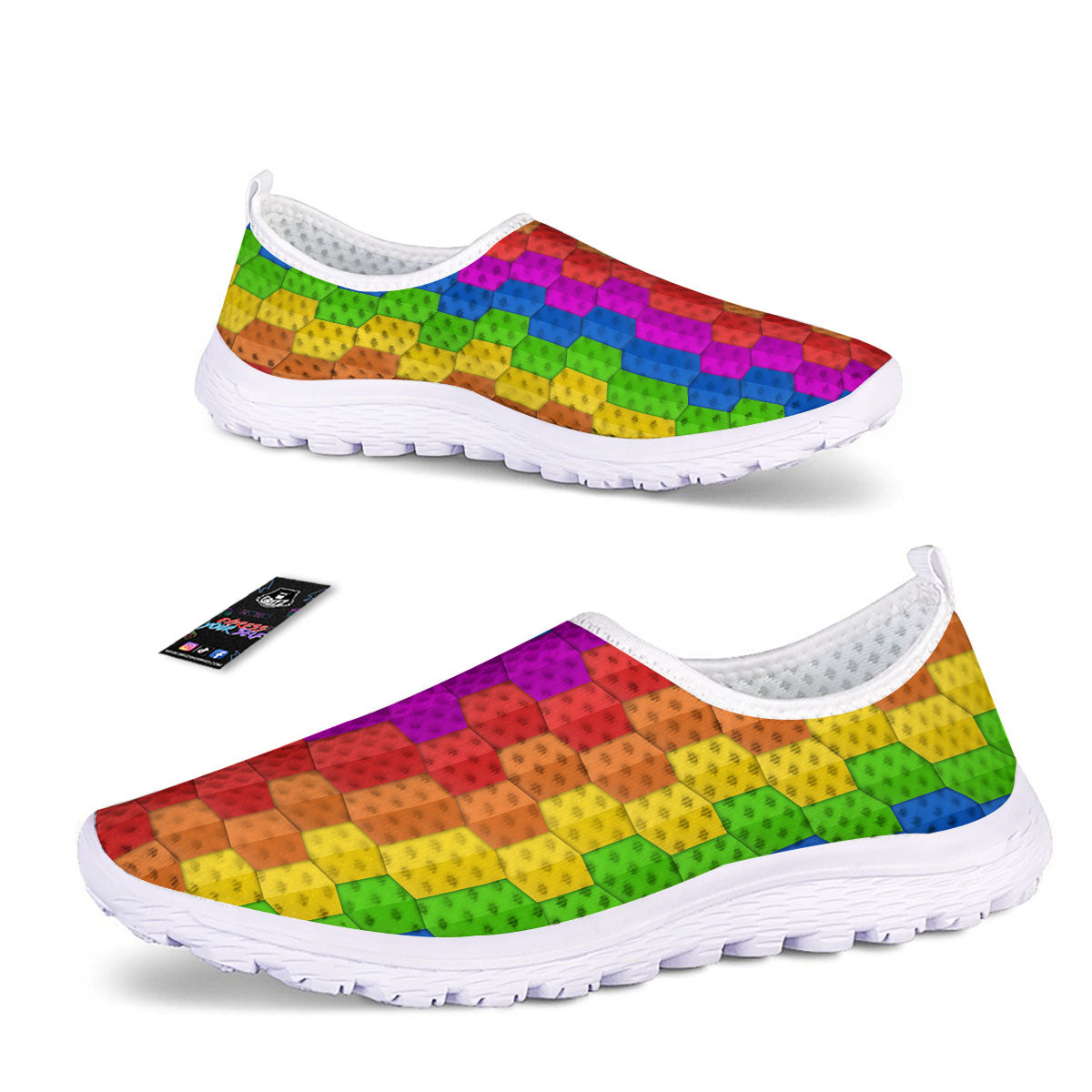 Cubes Rainbow Print Pattern Nurse Shoes-grizzshop