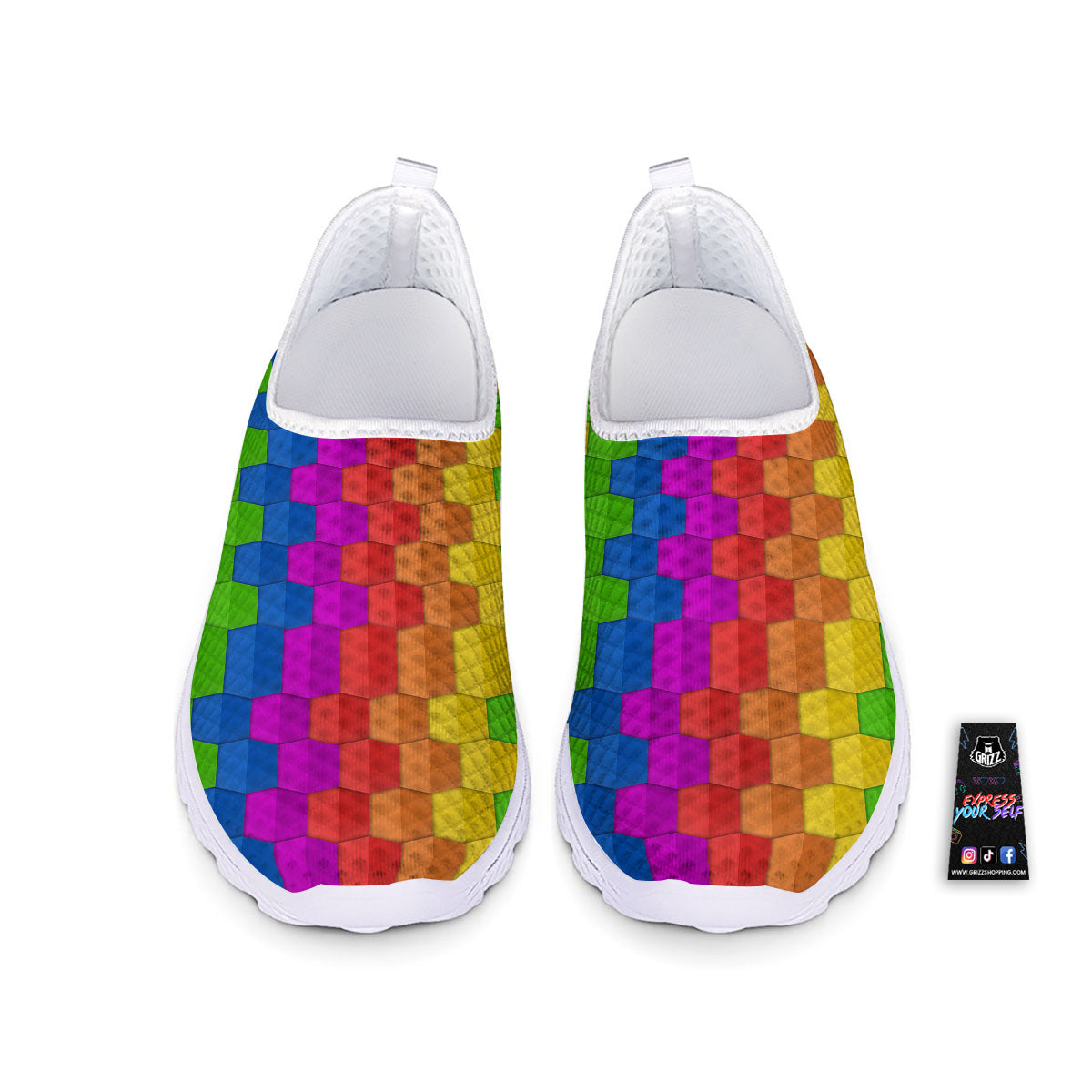 Cubes Rainbow Print Pattern Nurse Shoes-grizzshop