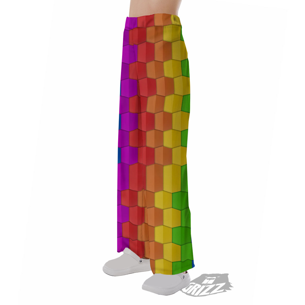 Cubes Rainbow Print Pattern Pajama Pants-grizzshop