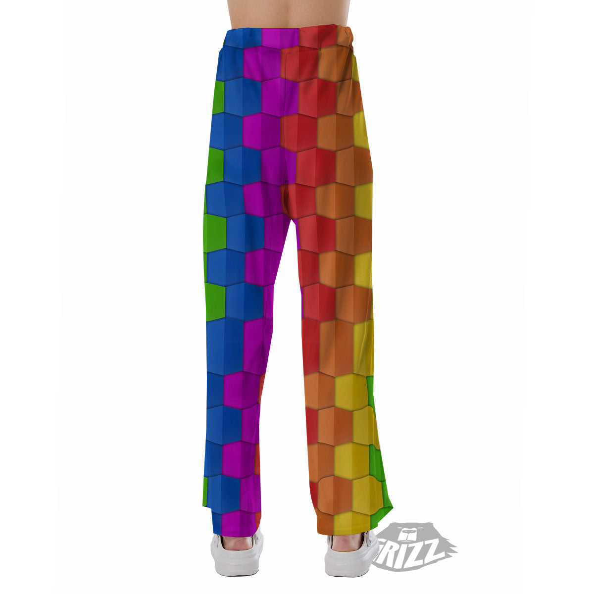Cubes Rainbow Print Pattern Pajama Pants-grizzshop